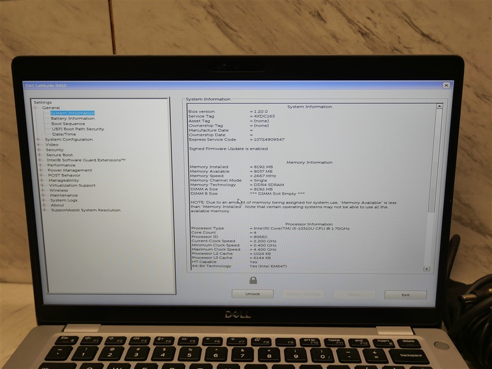 DELL LATITUDE 5410 14″ Laptop i5-10310U 1.7ghz 8GB RAM w/ GOOD BATTERY!