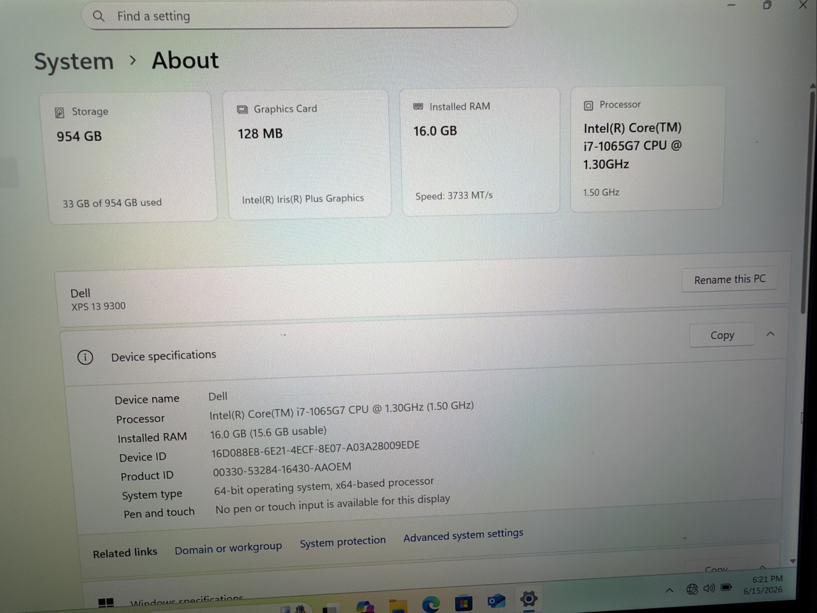 Dell XPS 13 9300 Intel i7-1065G7 1.5GHz 16GB 1TB SSD Windows 11 Pro