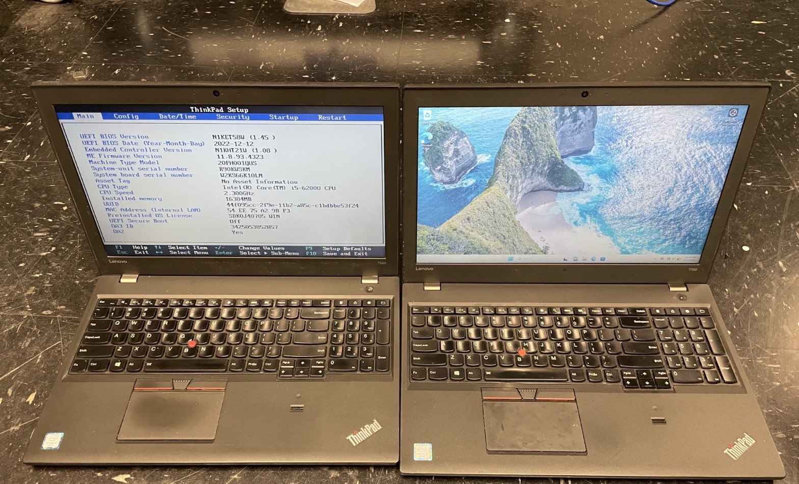 Lot of 3 Lenovo Thinkpad T560 I5-6200U 2.30GHz 16GB 256GB NO OS *READ*