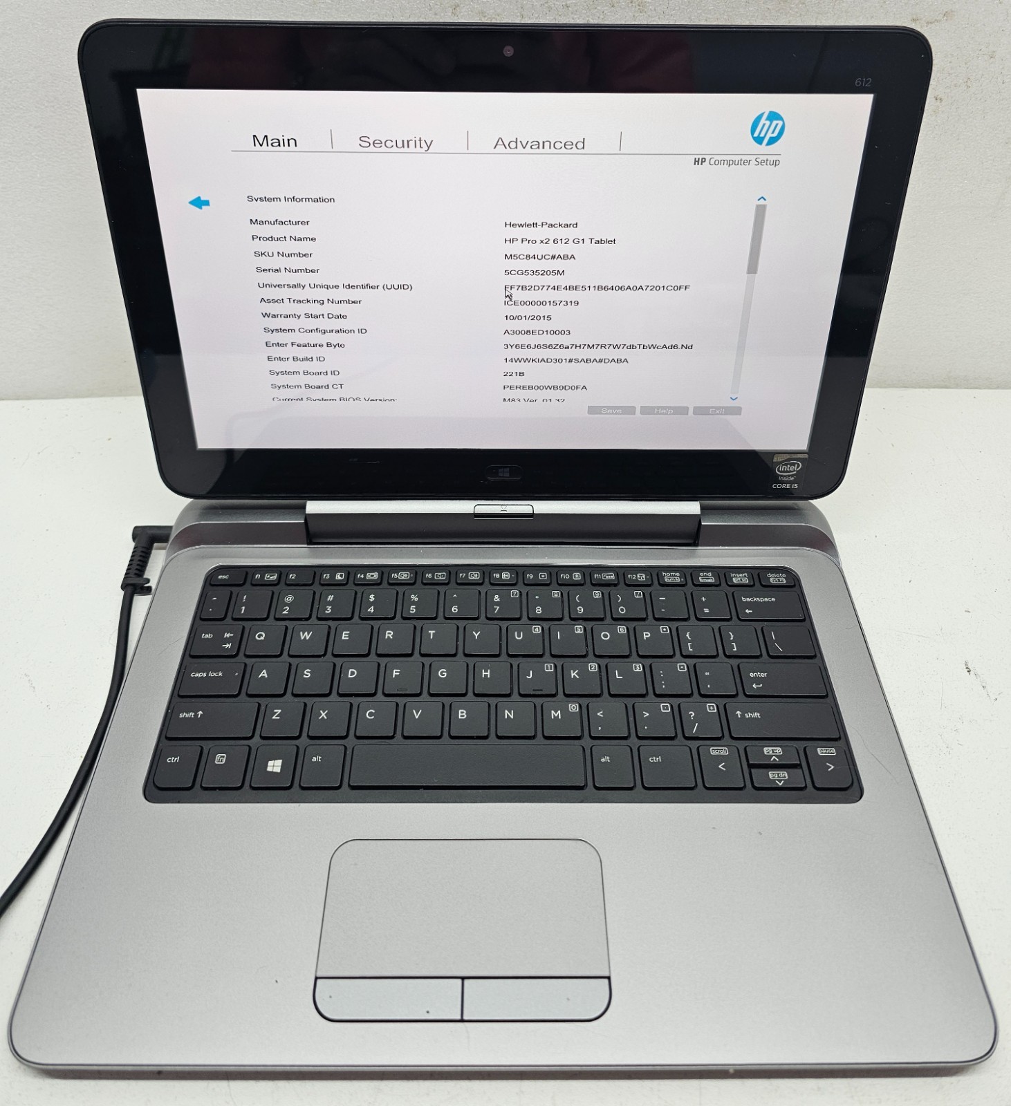 HP Pro x2 612 G1 Tablet Laptop Intel Core i5-4302Y 8GB Ram 256GB SSD NO OS (FL)