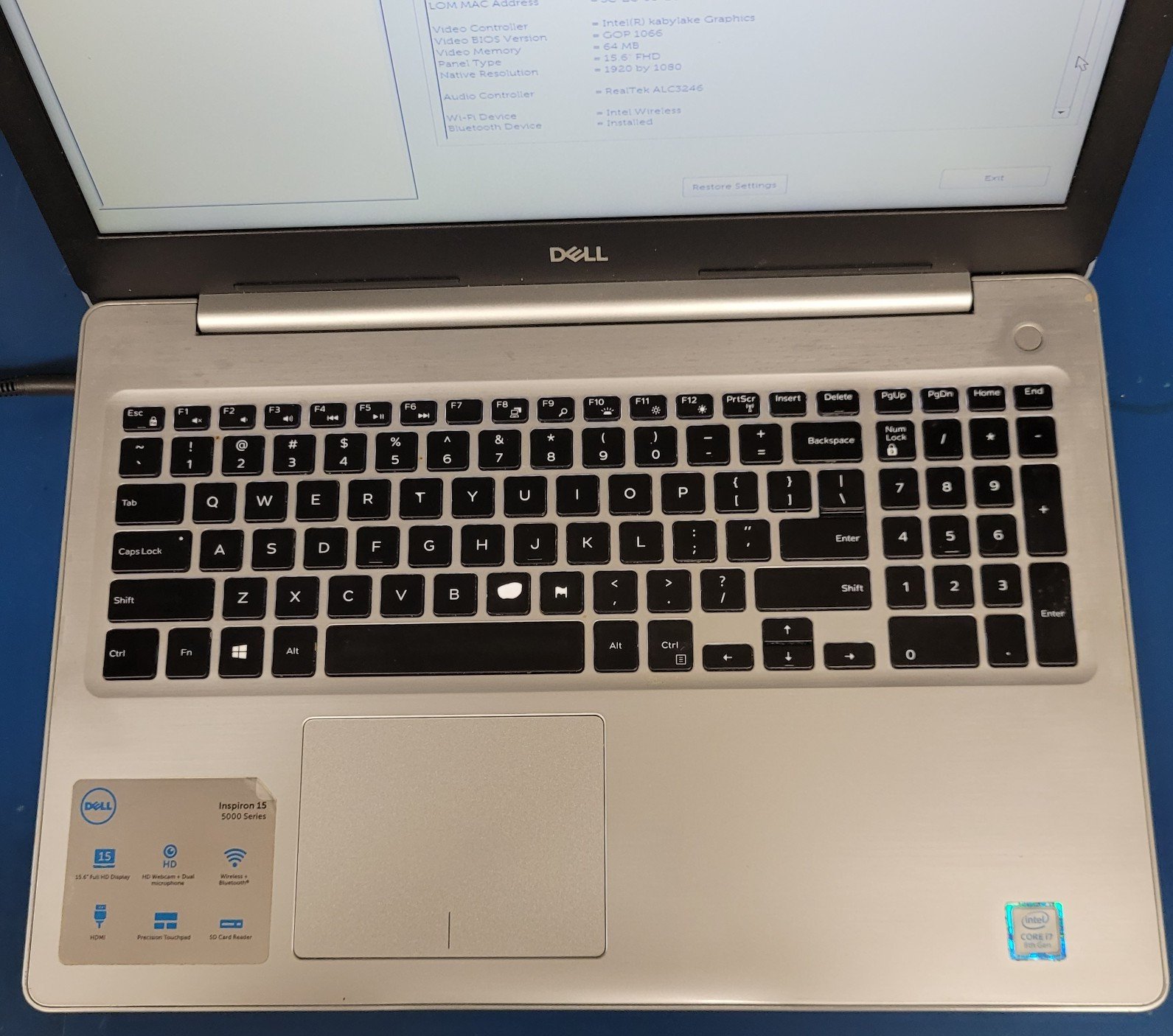 Dell Inspiron 15 5570 15.6″ Core i7-8550u @1.80GHz / 4 GB RAM – NO HDD