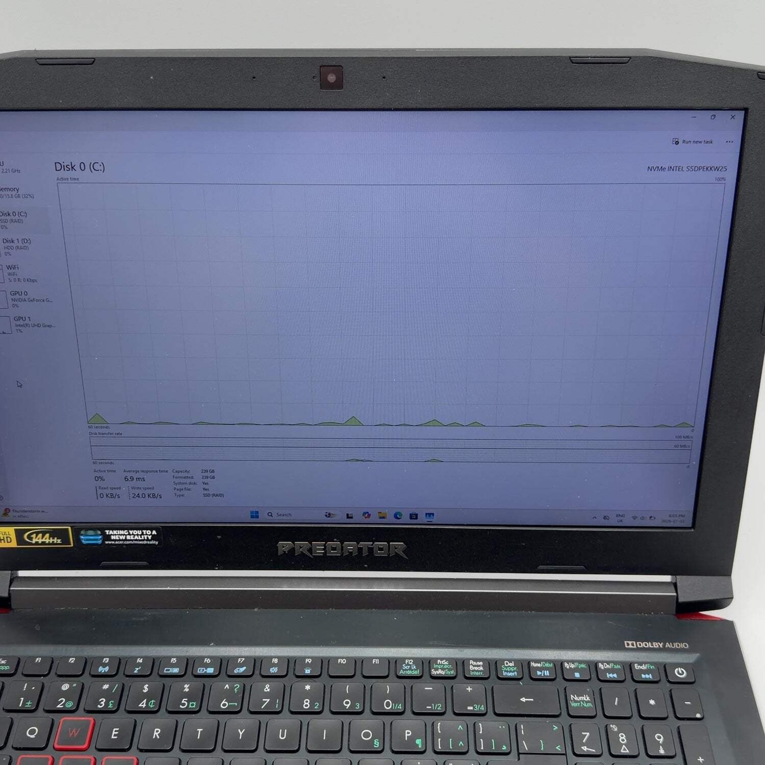 Acer Predator Helios 300 14″ i7-8750H 16GB RAM 256GB SSD 1TB HDD GTX 1060