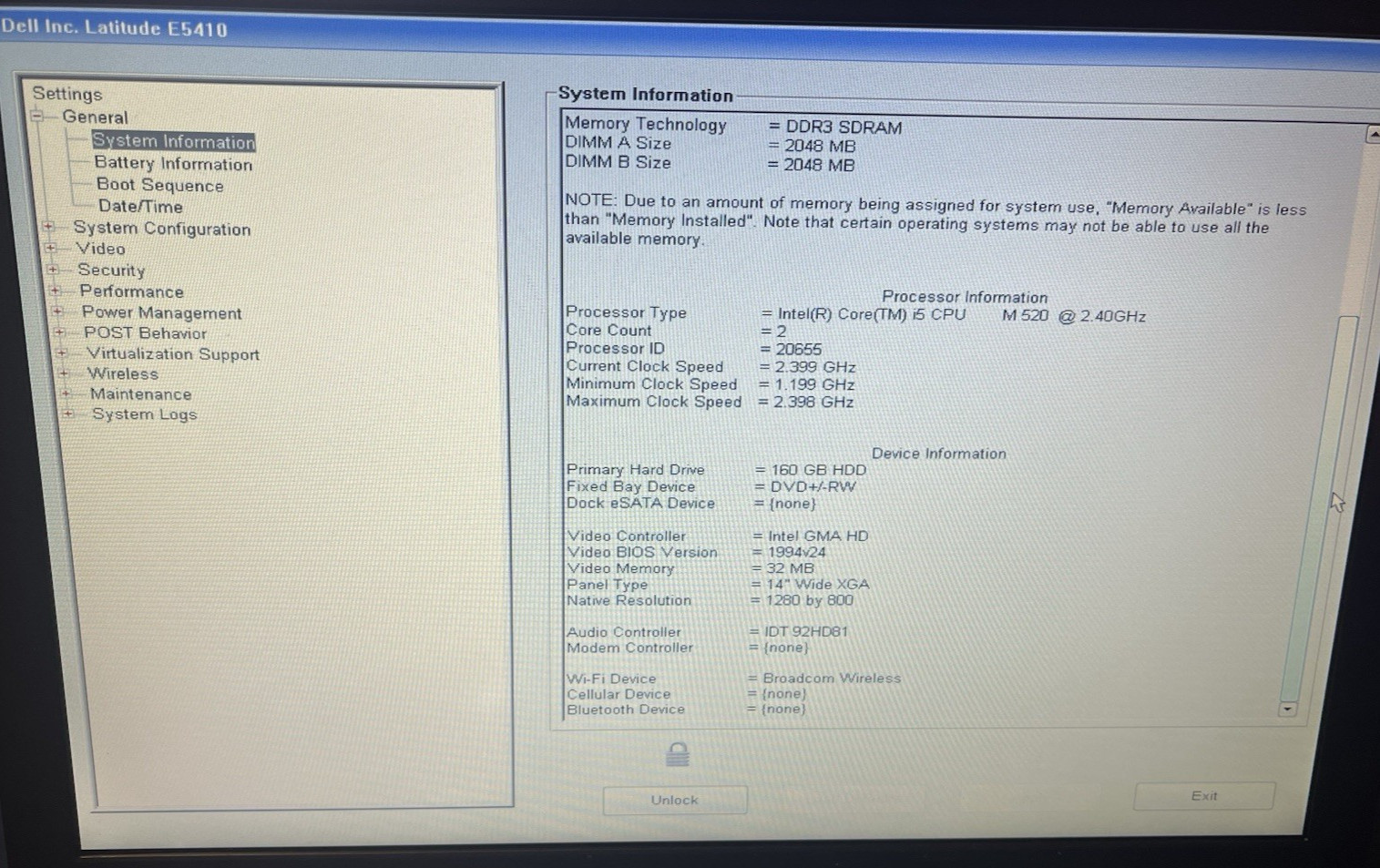 Dell Latitude E5410 i5 M 520 2.40GHz 4GB RAM 160GB HDD NO OS #3