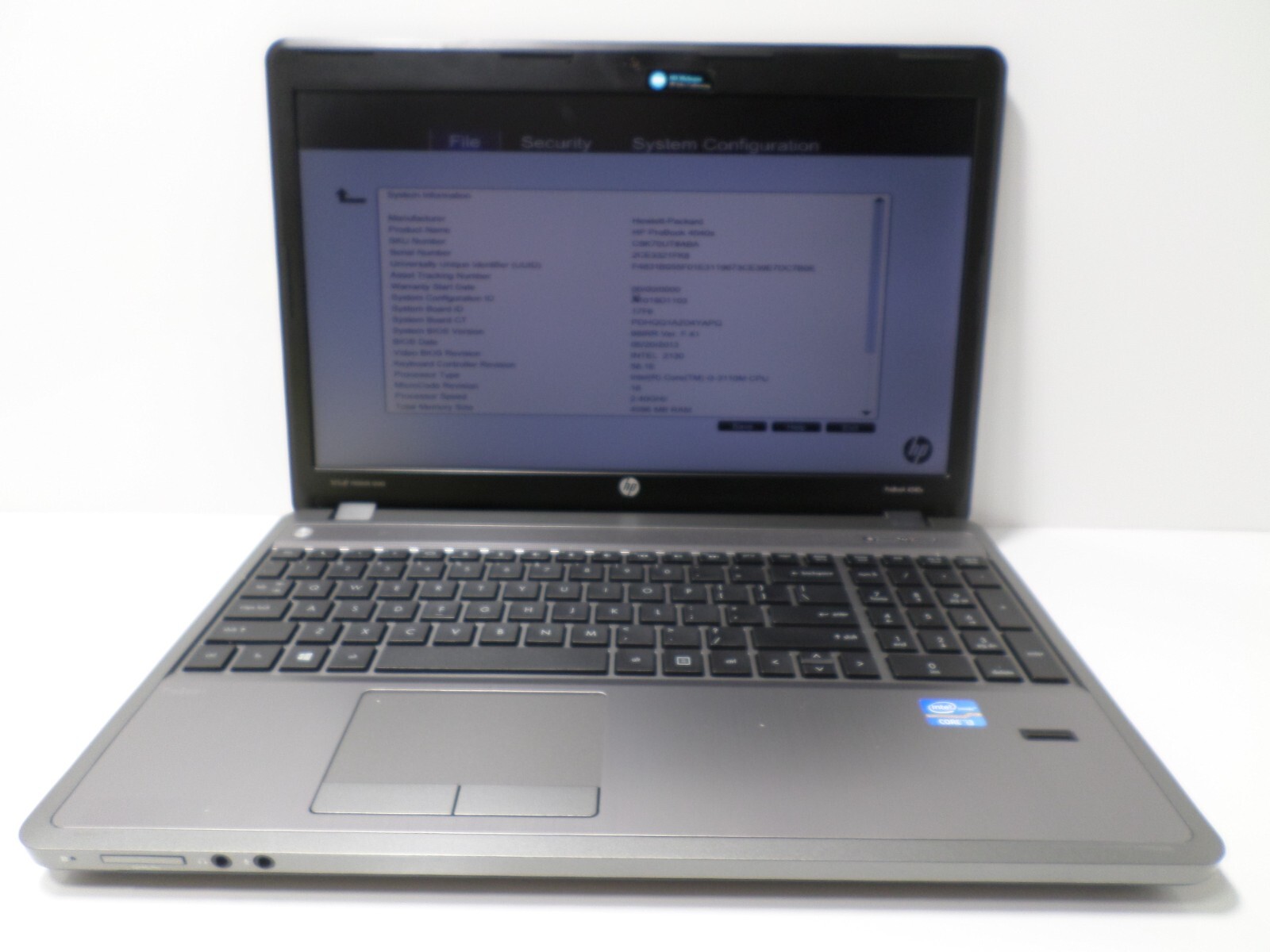 Hp ProBook 4540s i3-3110M@2.40Ghz, 4GB RAM, No HD/No OS