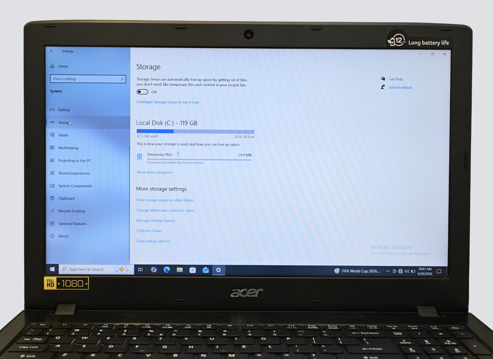 Acer Aspire E5-576 i3-8130u 2.2GHz 16GB RAM 128GB SSD Windows 10 Pro