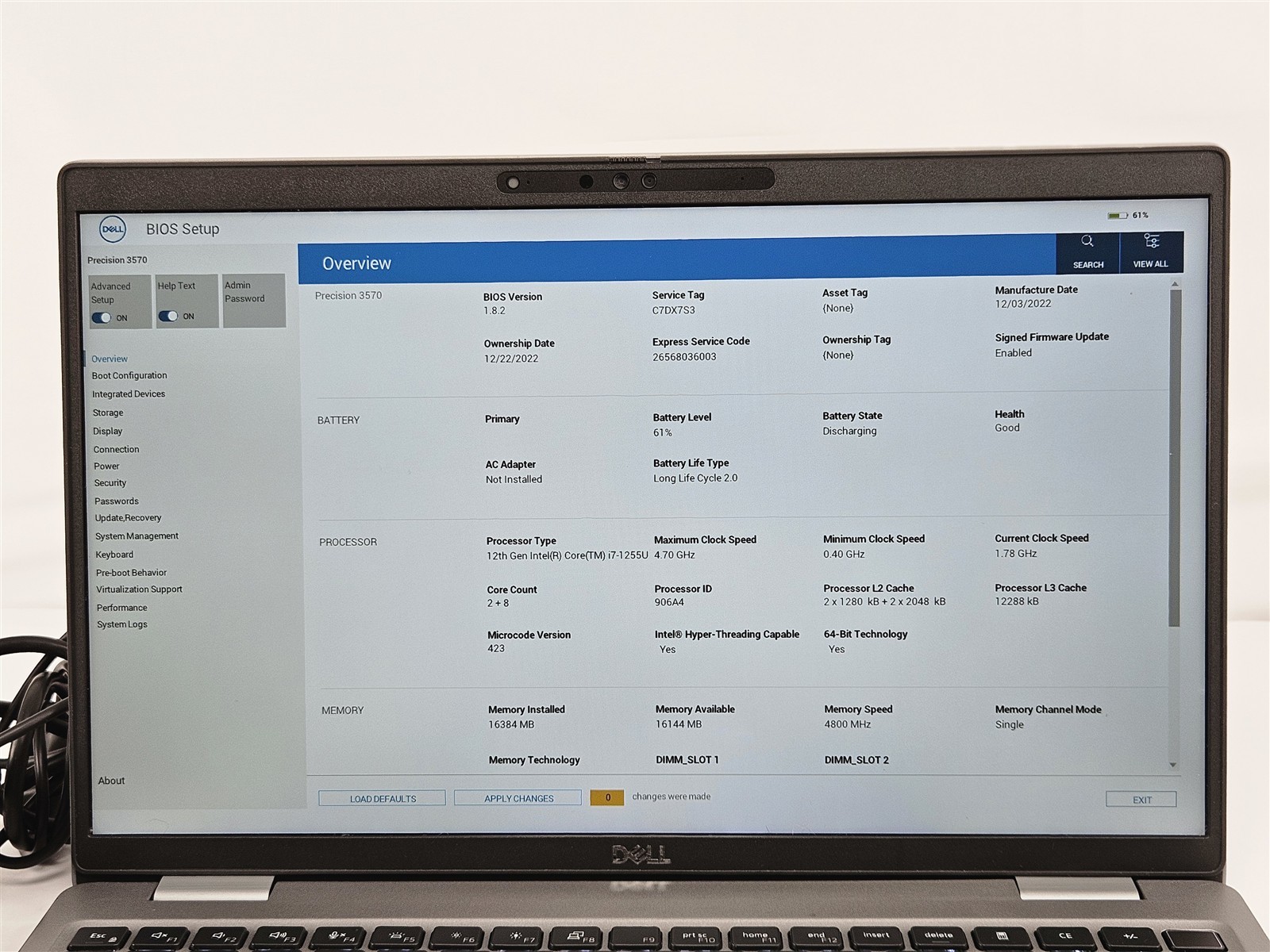Dell Precision 3570 Intel Core i7-1255U 16GB 256GB SSD 15.6″ Nvidia T550