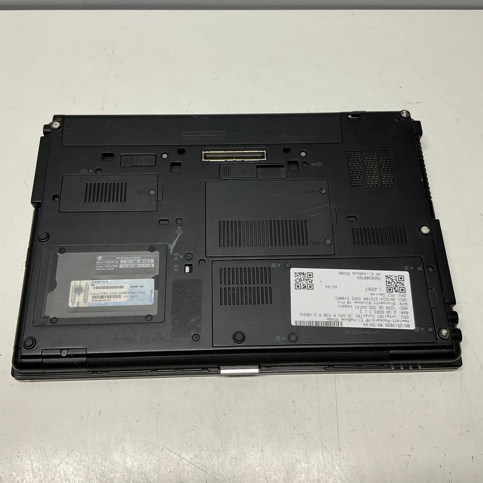 15.6″ HP ELITEBOOK 8540P | i5-M520 @ 2.40 GHz 2GB 256GB SSD Windows 10 Pro
