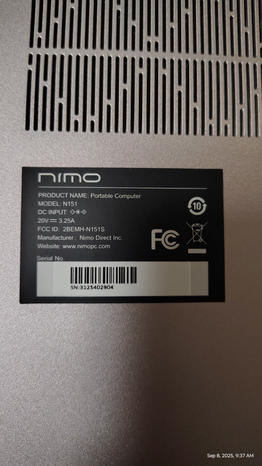 NIMO Laptop 15.6″