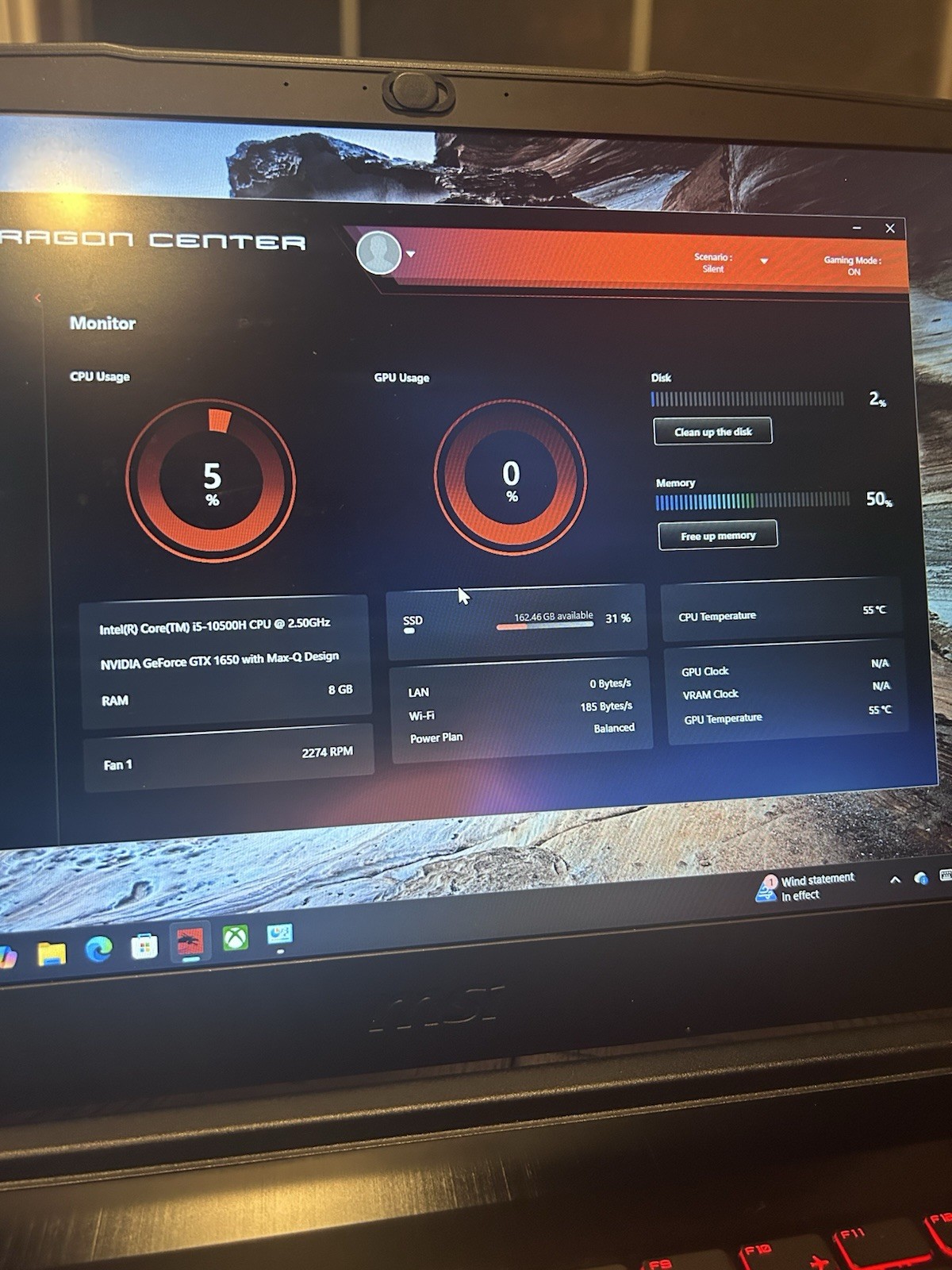 MSI GF63 Thin 10SC 15.6″ i5-10500H 8GB 238GB SSD Win 11 GTX1650