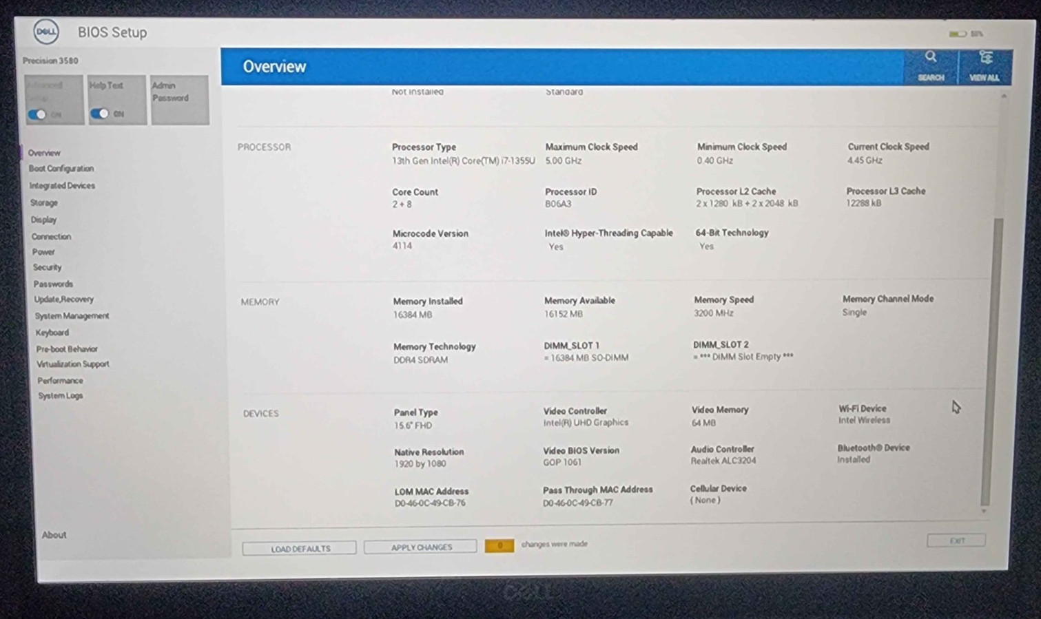 Dell Precision 3580 i7-1355U 16GB RAM 512GB SSD No OS