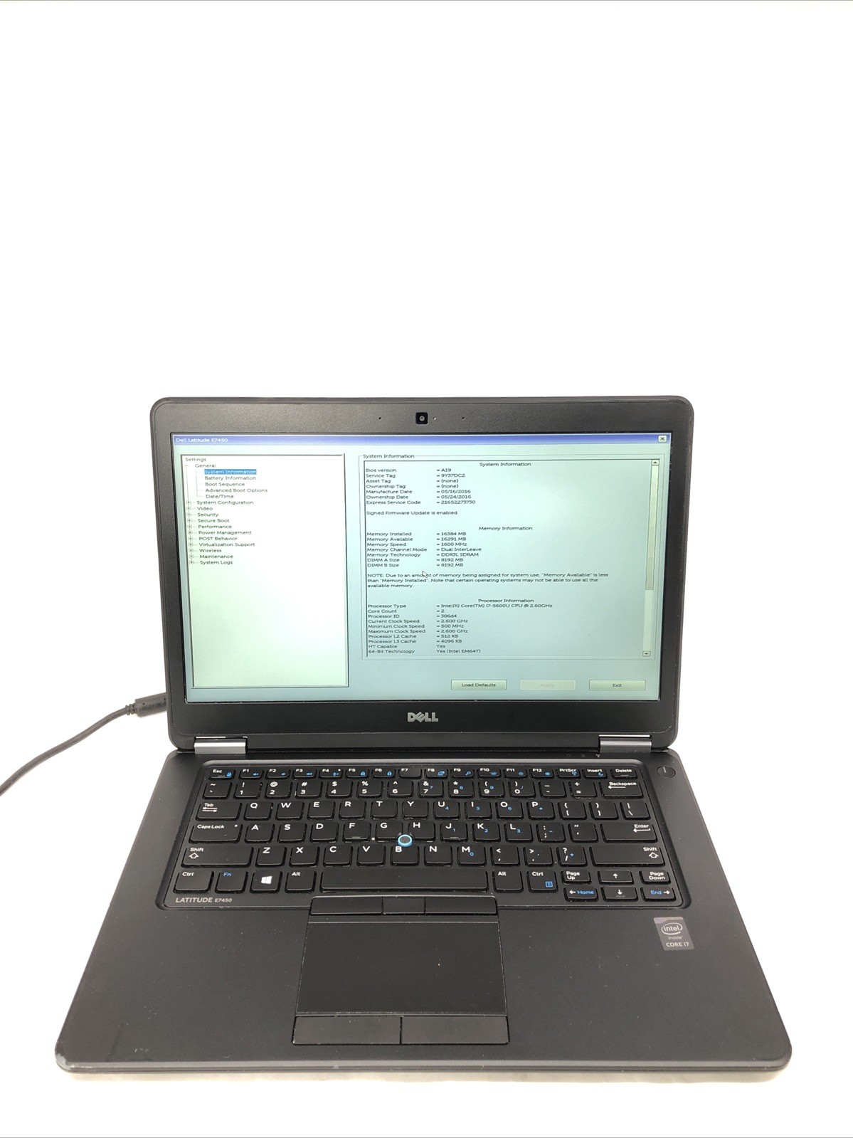 Dell Latitude E7450, Intel Core i7-5600U @2.60Ghz, 16GB RAM, NO SSD/OS, Tested!