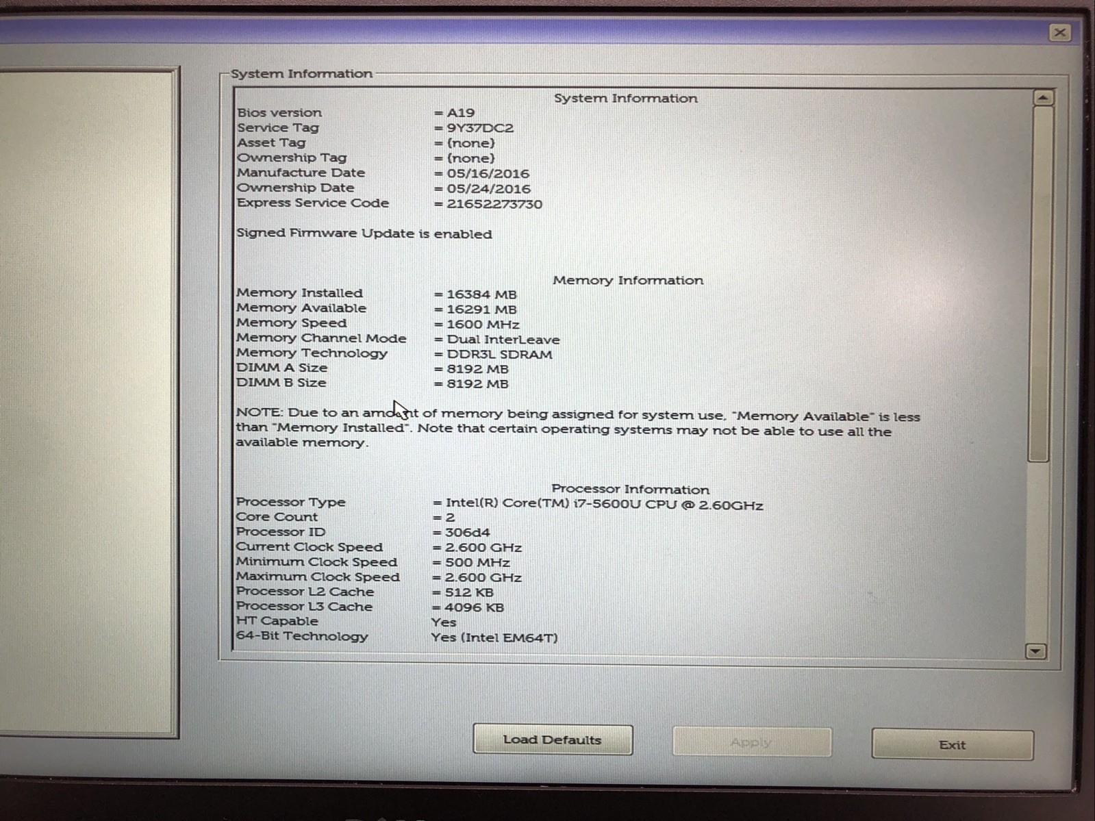 Dell Latitude E7450, Intel Core i7-5600U @2.60Ghz, 16GB RAM, NO SSD/OS, Tested!