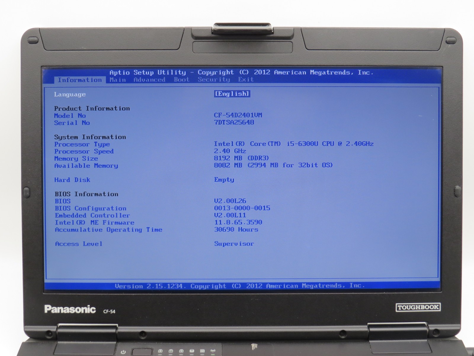 Toughbook CF-54 MK2 | i5-6300U @ 2.4GHz | 8GB DDR3 | 14″ | No HDD/OS/AC *READ*