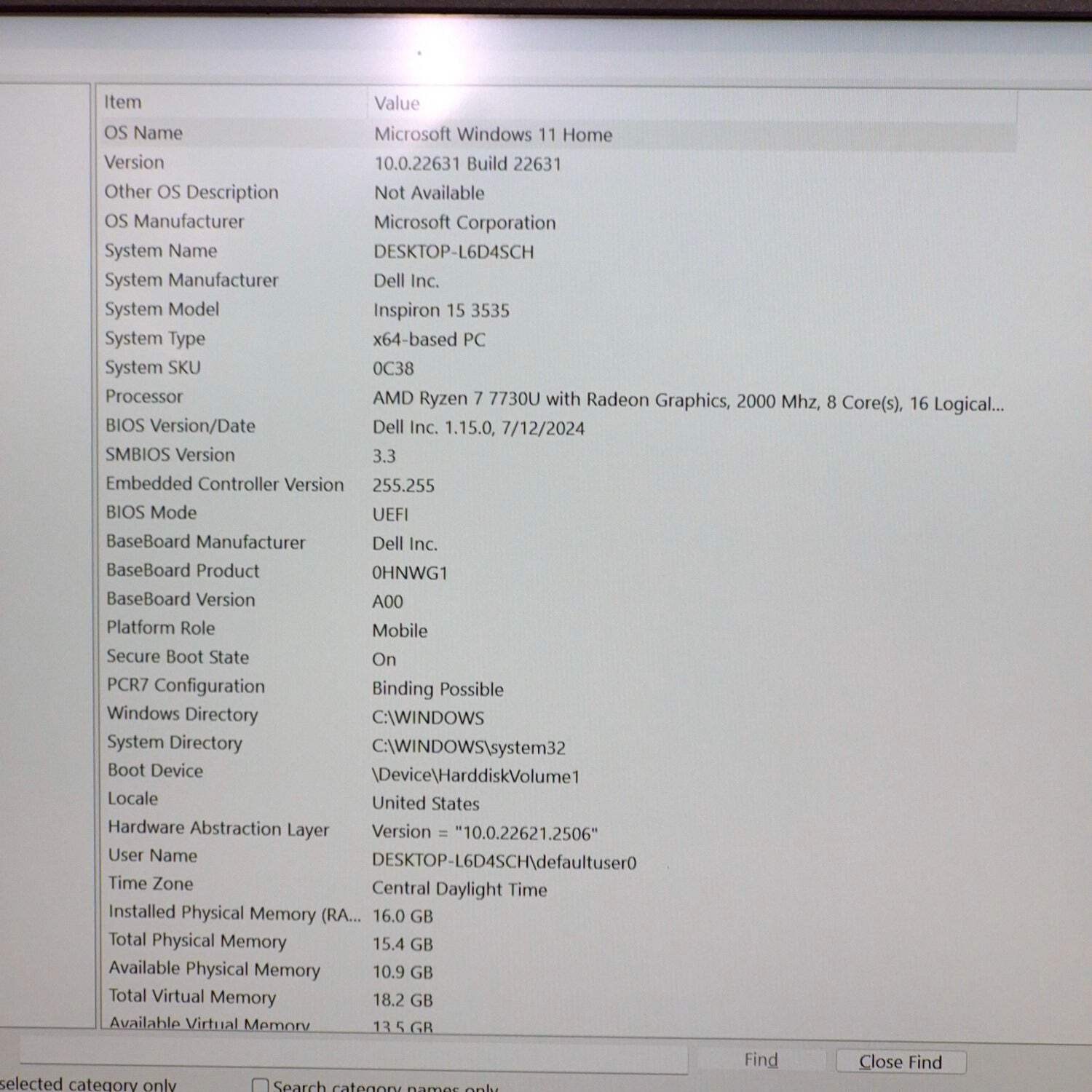Dell Inspiron 15 3535 15.6″ Ryzen 7 7730U 2.0GHz 16GB RAM 512GB SSD