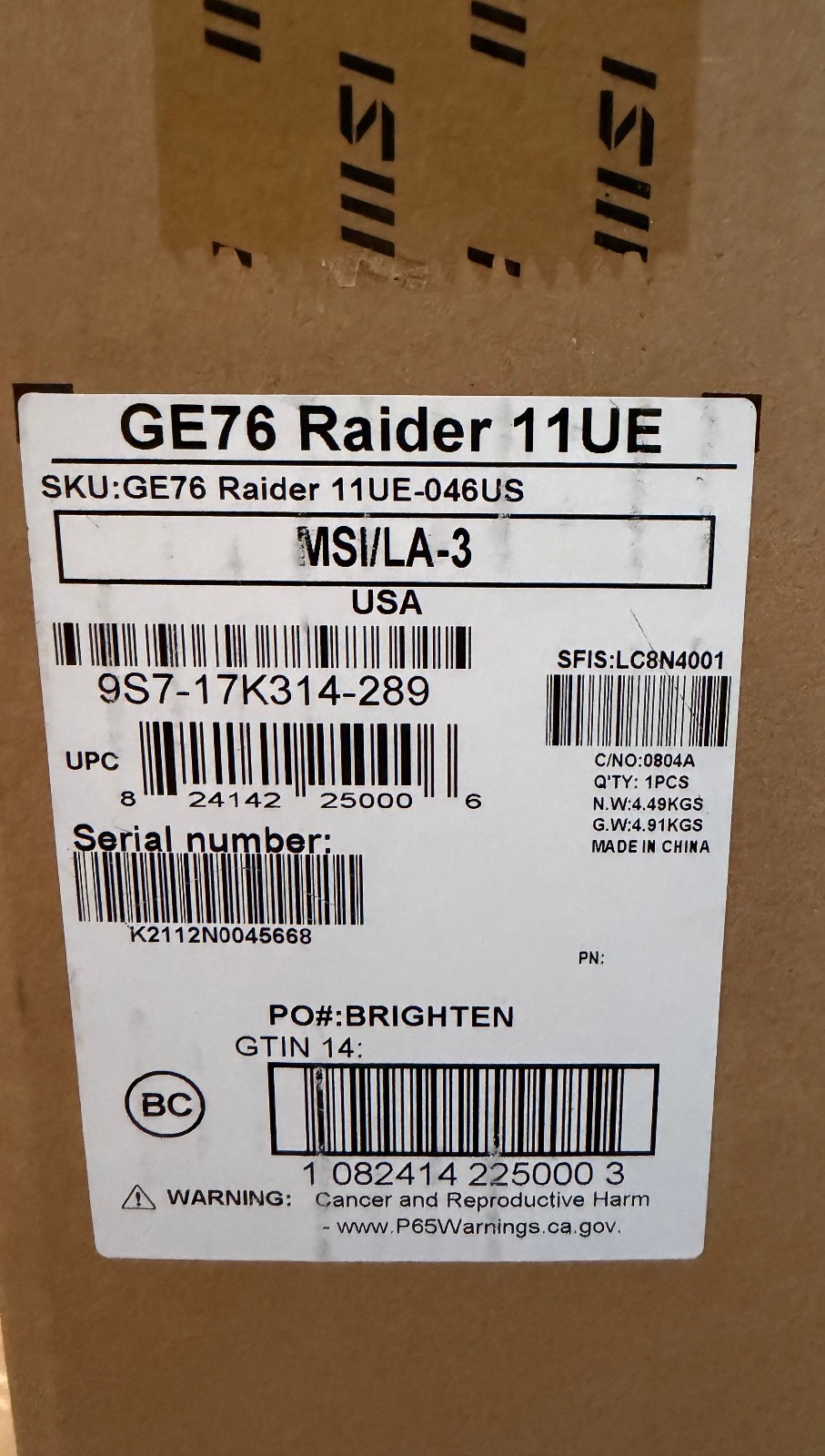 MSI GE76 Raider 11UE