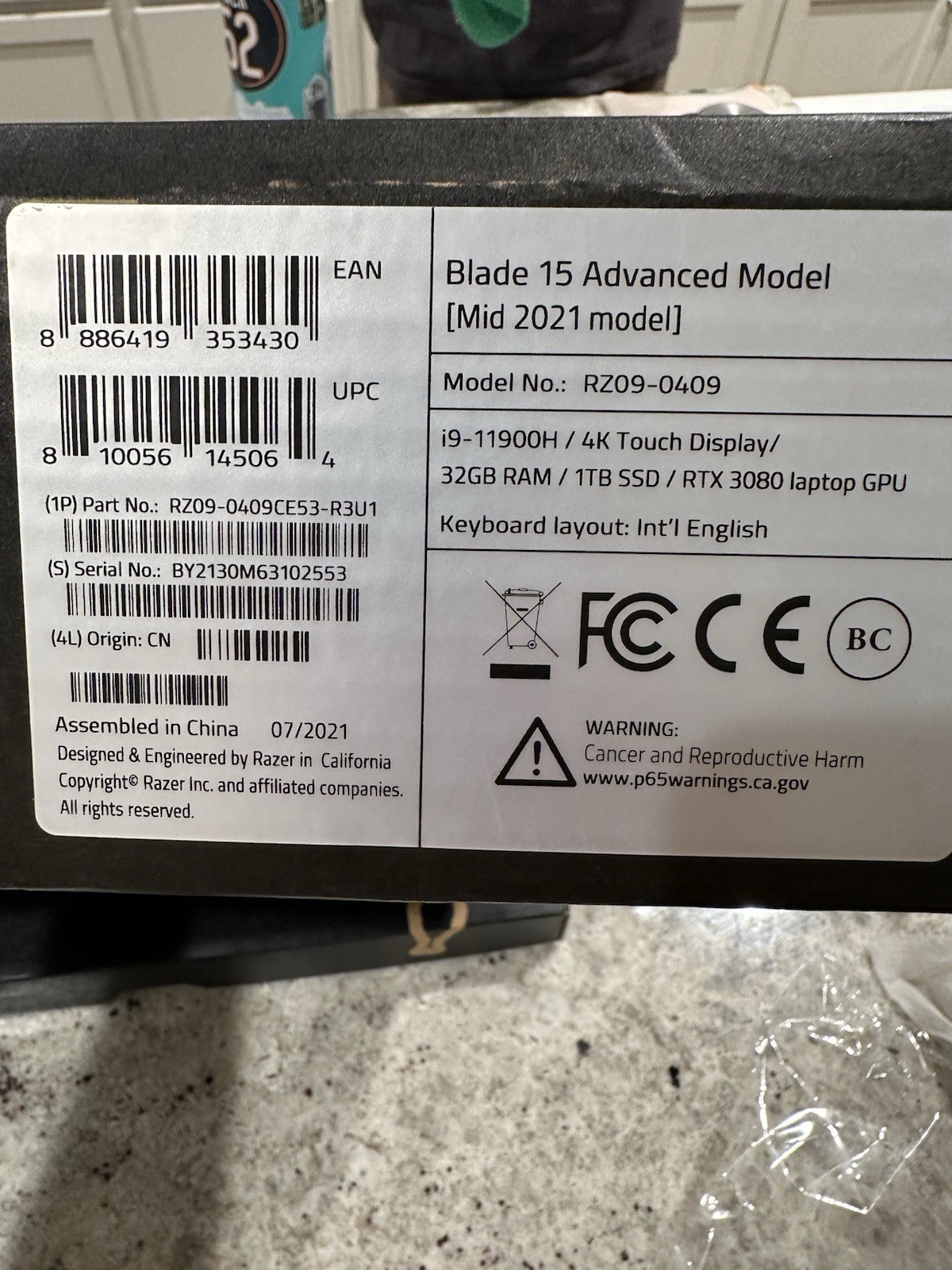 Razer Blade 15 Advanced 15.6″ 4K Touch i9-11900H 32GB 1TB RTX 3080