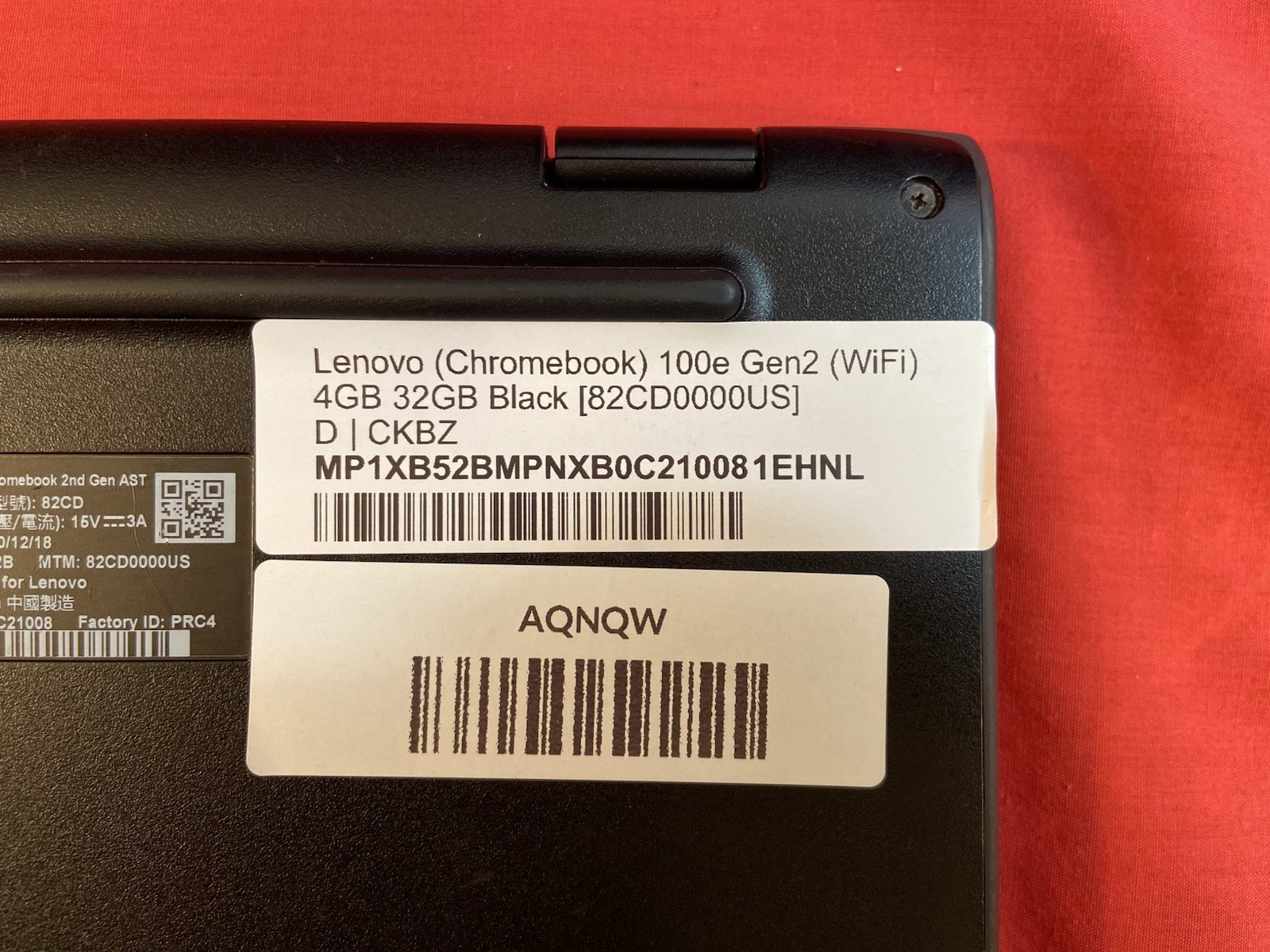 Lenovo (Chromebook) 100e Gen2 82CD0000US 4GB 32GB Wi-Fi NO CHARGER TESTED/FUNC