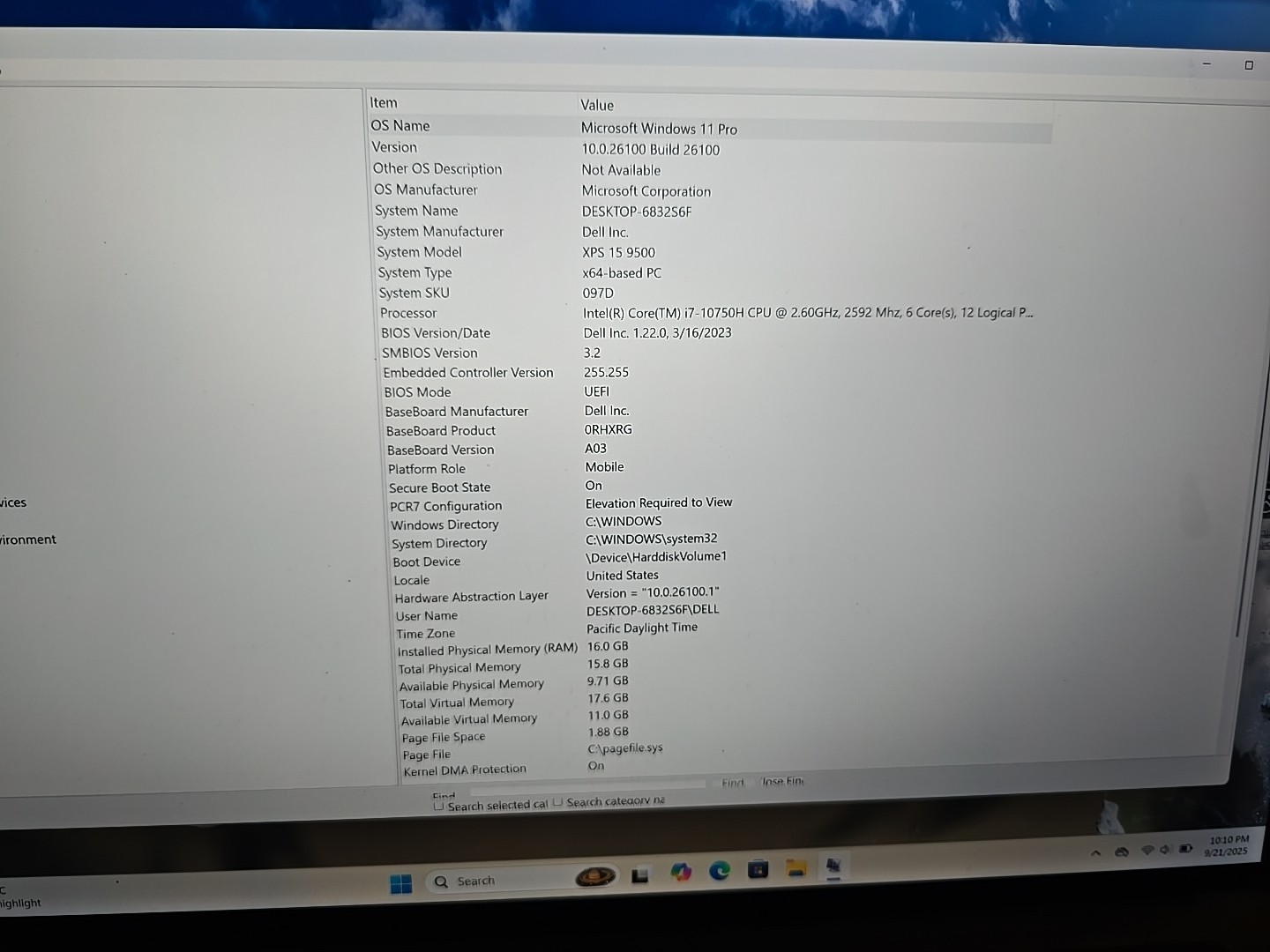 Dell XPS 15 9500 i7-10750H 2.6ghz 1tb Ssd 16gb Ram 1650 Ti 15.6″ Touch Sreen