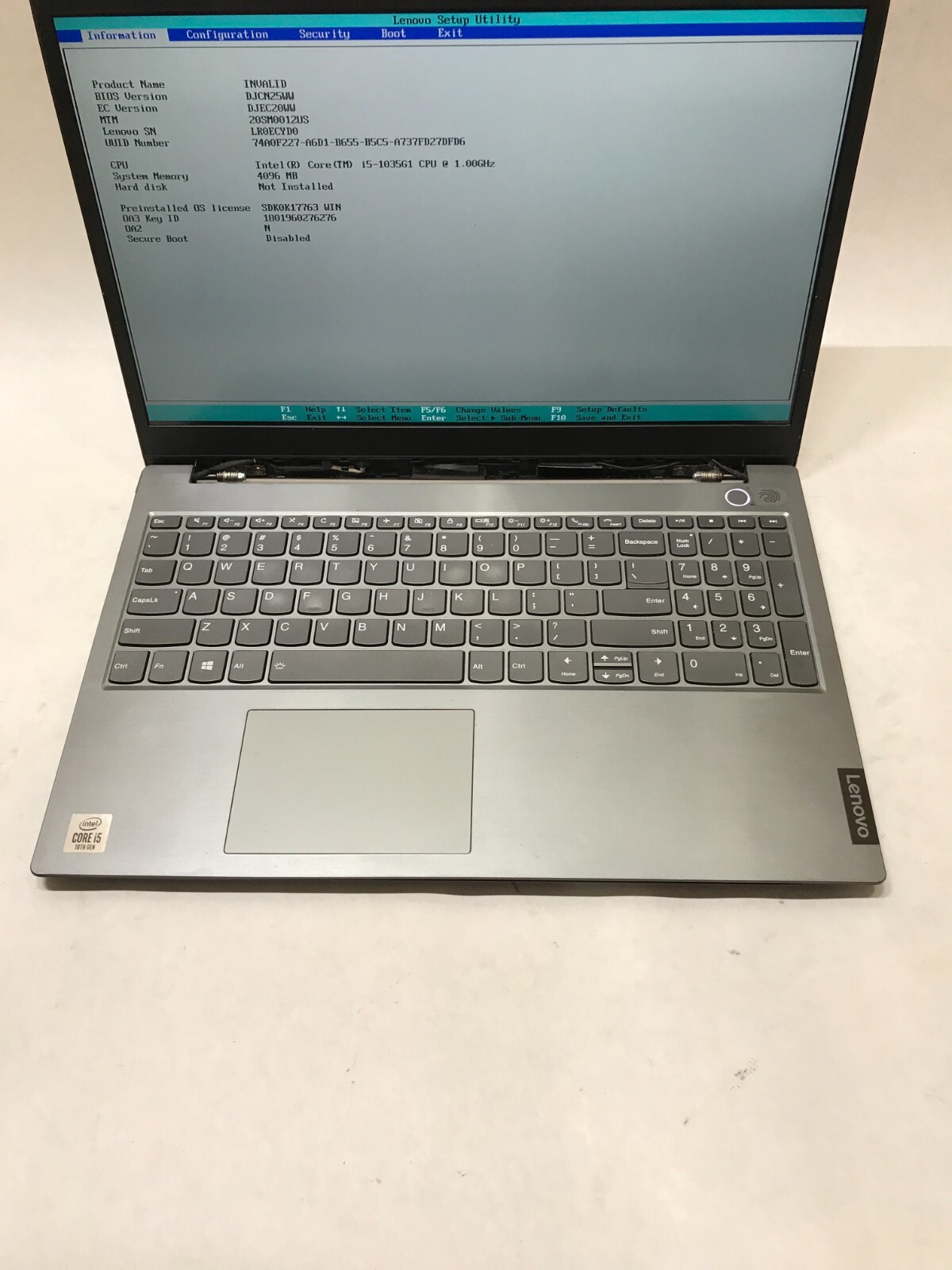 Lenovo ThinkBook 15-IIL 15″ Intel Core i5-1035G1 4GB RAM NO SSD/OS For Parts -DW