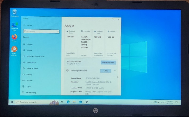 HP 15 bs212wm laptop notebook windows 10 with windows 11 upgrade showing