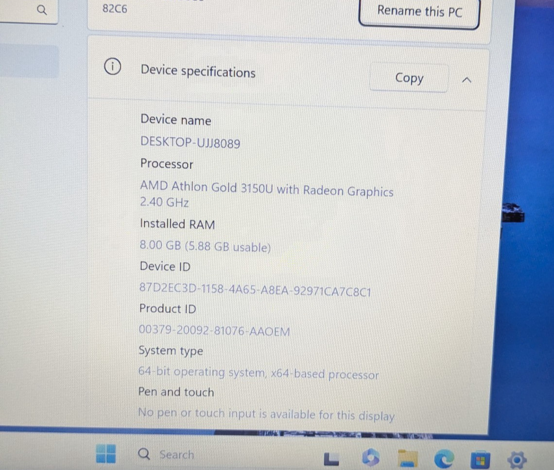 Lenovo ThinkPad V14-ADA AMD Athlon Gold 3150U 8GB 256GB SSD W11P Education