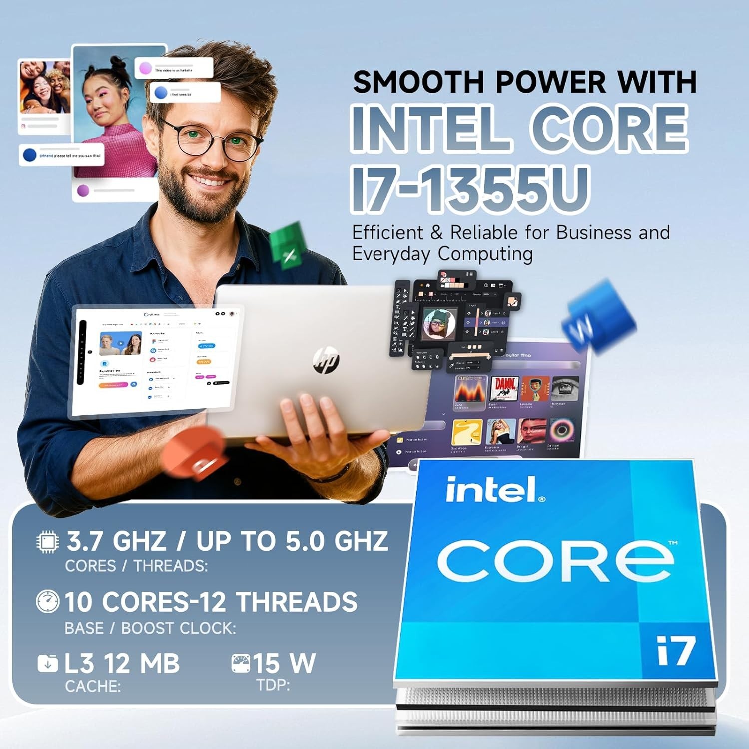 HP 15.6″ FHD Touchscreen Laptop, Core i7-1355U, 32GB RAM+ 1TB SSD, Win11 Pro
