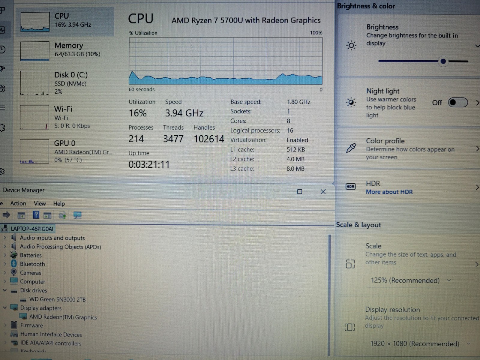 Acer Aspire 3 15 15.6″ FHD AMD Ryzen 7 5700U (8-Core) 2TB NVMe SSD 64GB RAM W11P