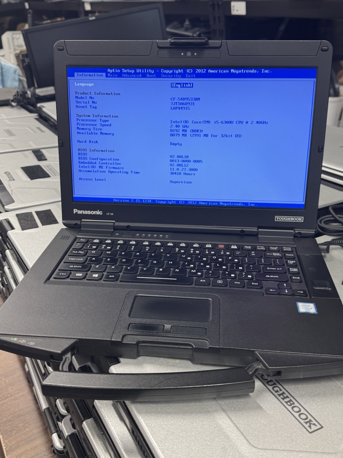 Panasonic ThoughBook CF-54, Core i5 6th Gen, 8gb Ram, boot To Bios Grade A…