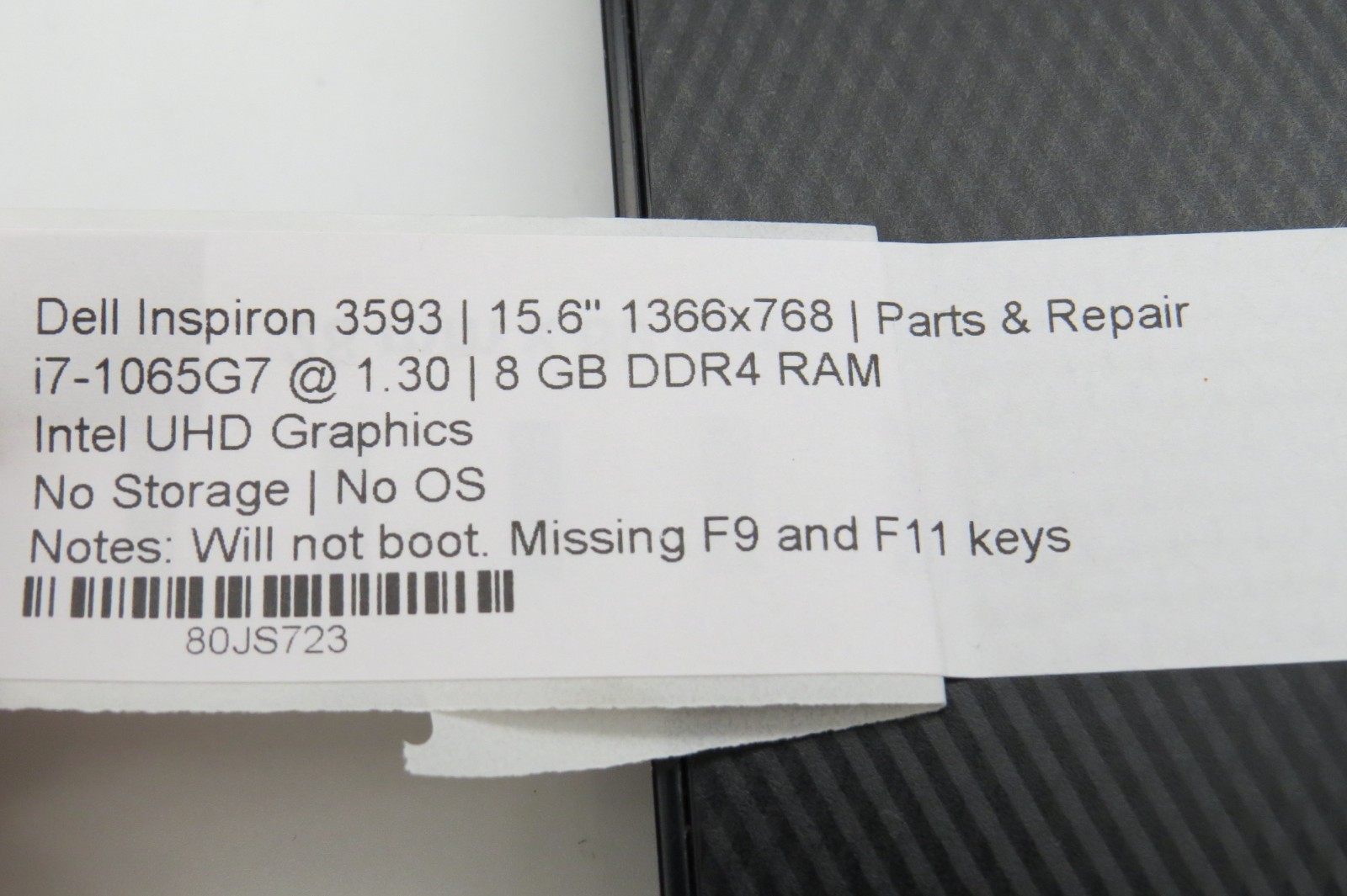 Dell Inspiron 3593-15.6″-i7-1065G7@1.3GHz-8GB RAM-NO STRG/NO OS/NO PWR *READ*