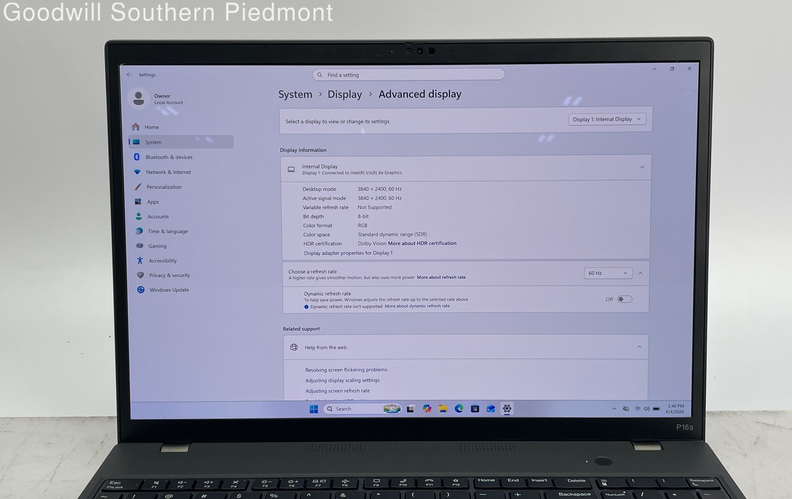 Lenovo P16s Gen 2 Intel Core i7-1370p 1.90GHz 32GB RAM 512GB SSD Win 11 RTX A500