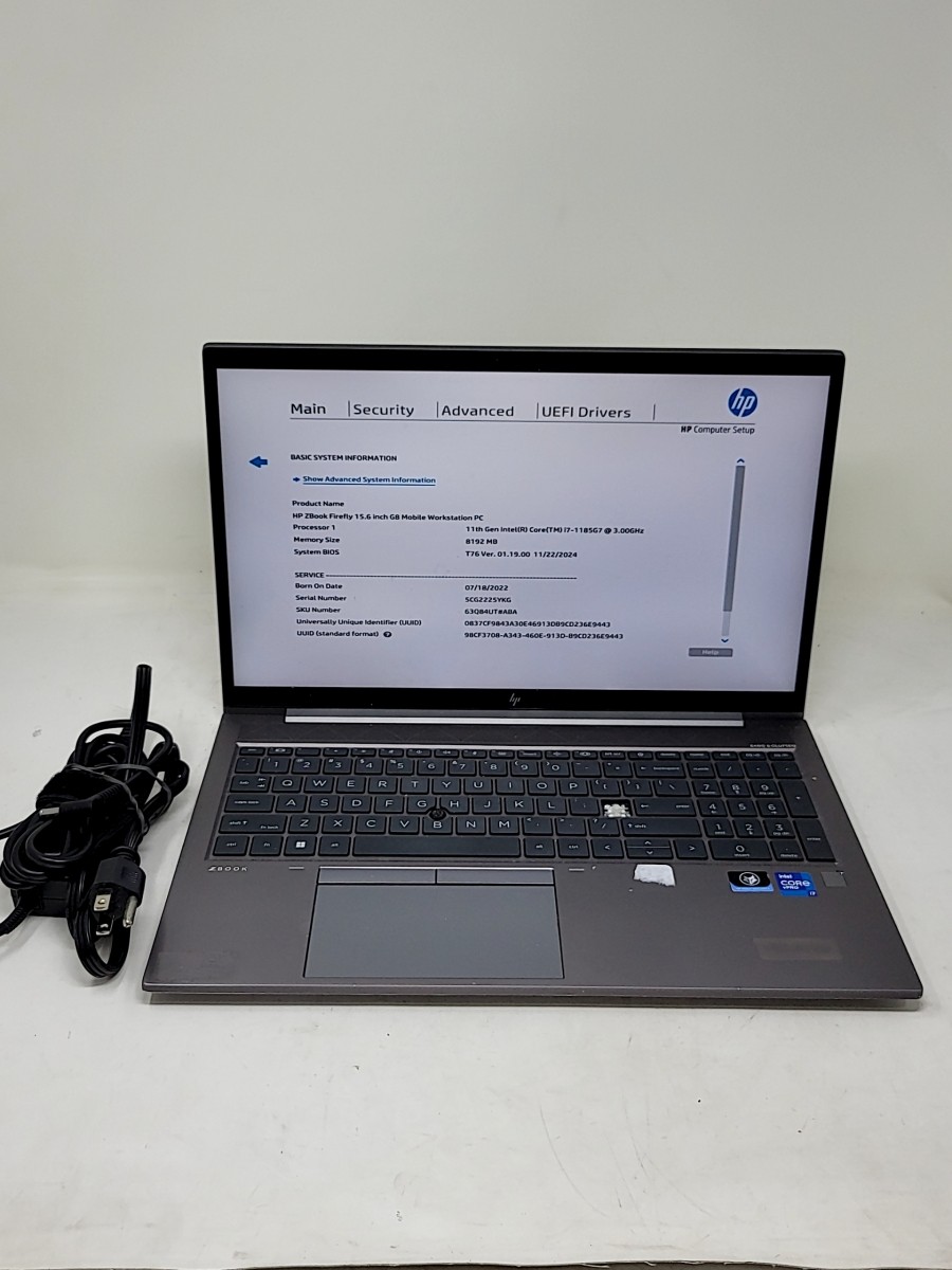 HP ZBOOK FIREFLY 15.6 INCH G8 Laptop 11TH GEN I7-1185G7 8GB 512GB SEE NOTES