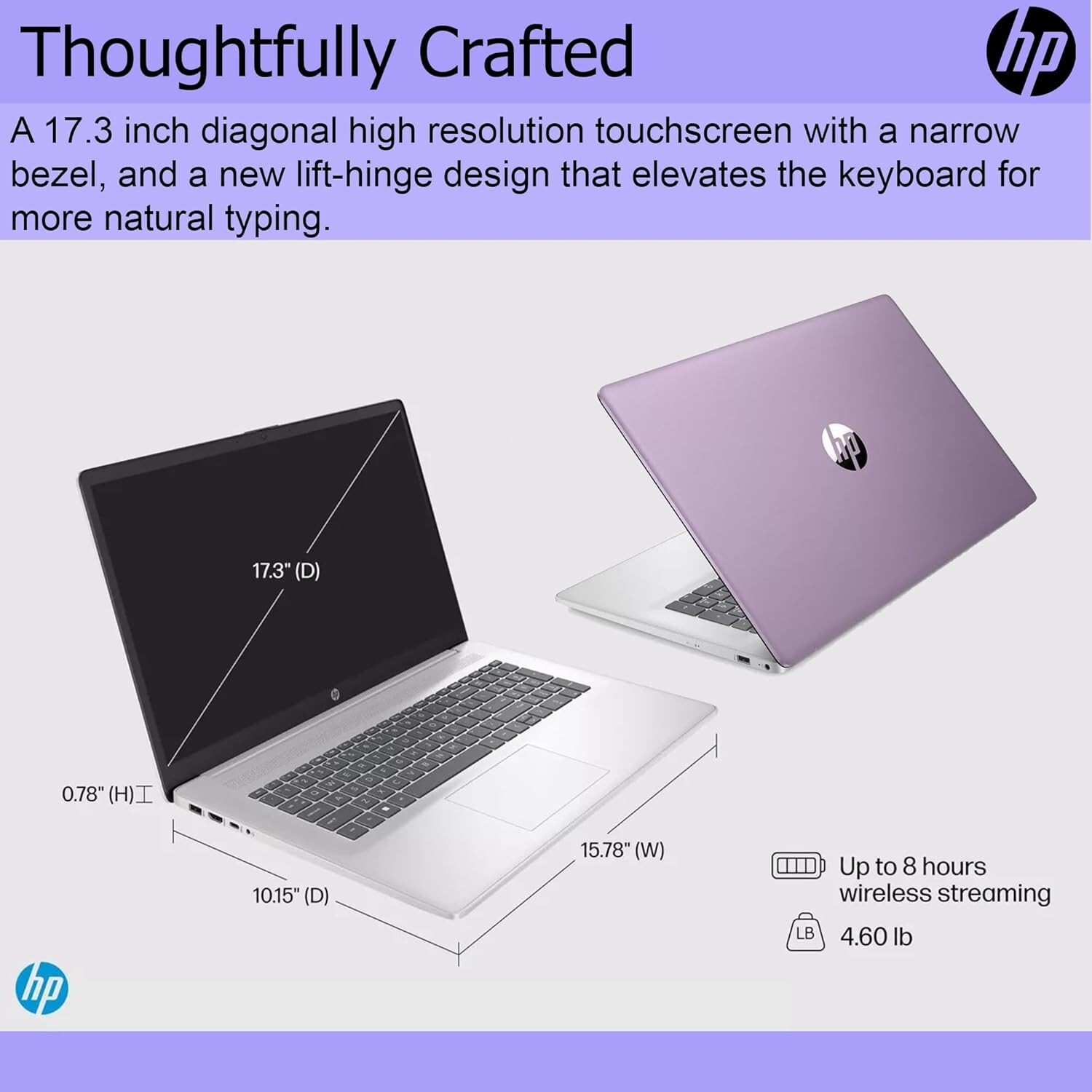 HP Laptop 17.3″ HD+ Intel N200 Up to 32GB RAM& 2TB SSD Win11 Pro+OFFICE Lavender