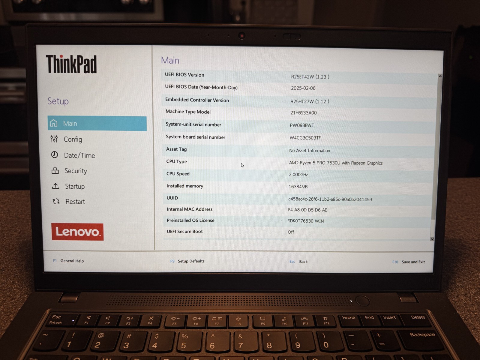 ThinkPad L14 G4 14″ Ryzen 5 Pro 7530U 2.0GHz 16GB 256GB NVMe SSD No OS/Charger