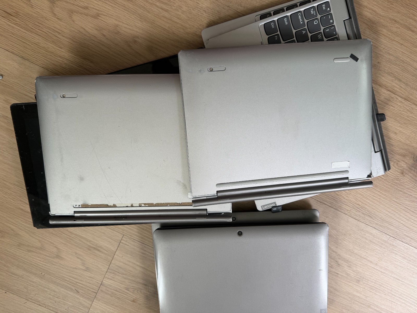 Lot of 6 Lenovo IdeaPad Duet Tablets + 6 Keyboards AS-IS For Parts Broken Screen