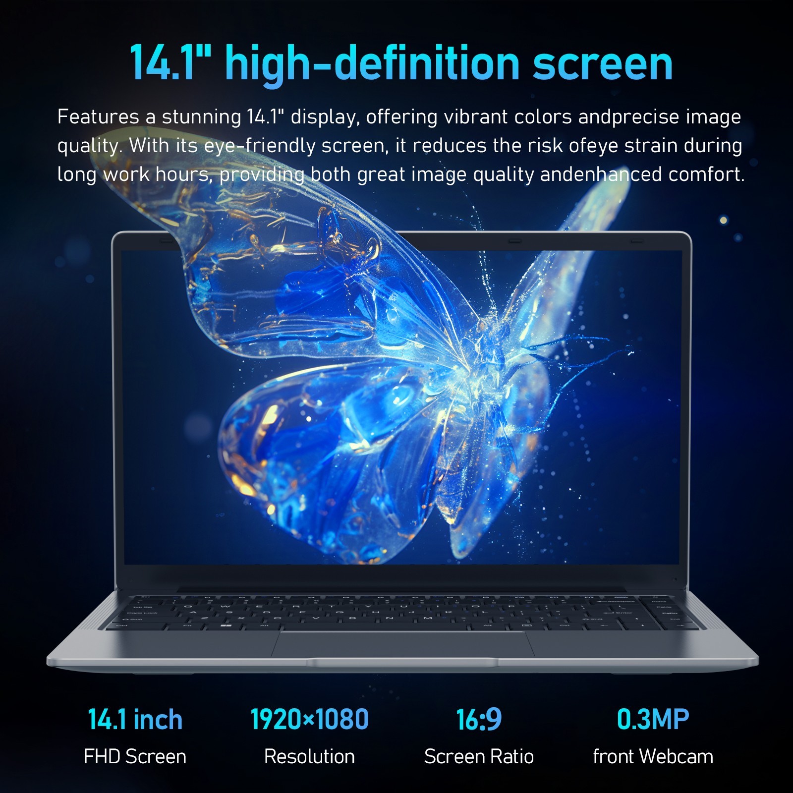Auusda 14.1 laptop, 8GB RAM, 256GB SSD, Intel UHD Graphics 600, Windows 11