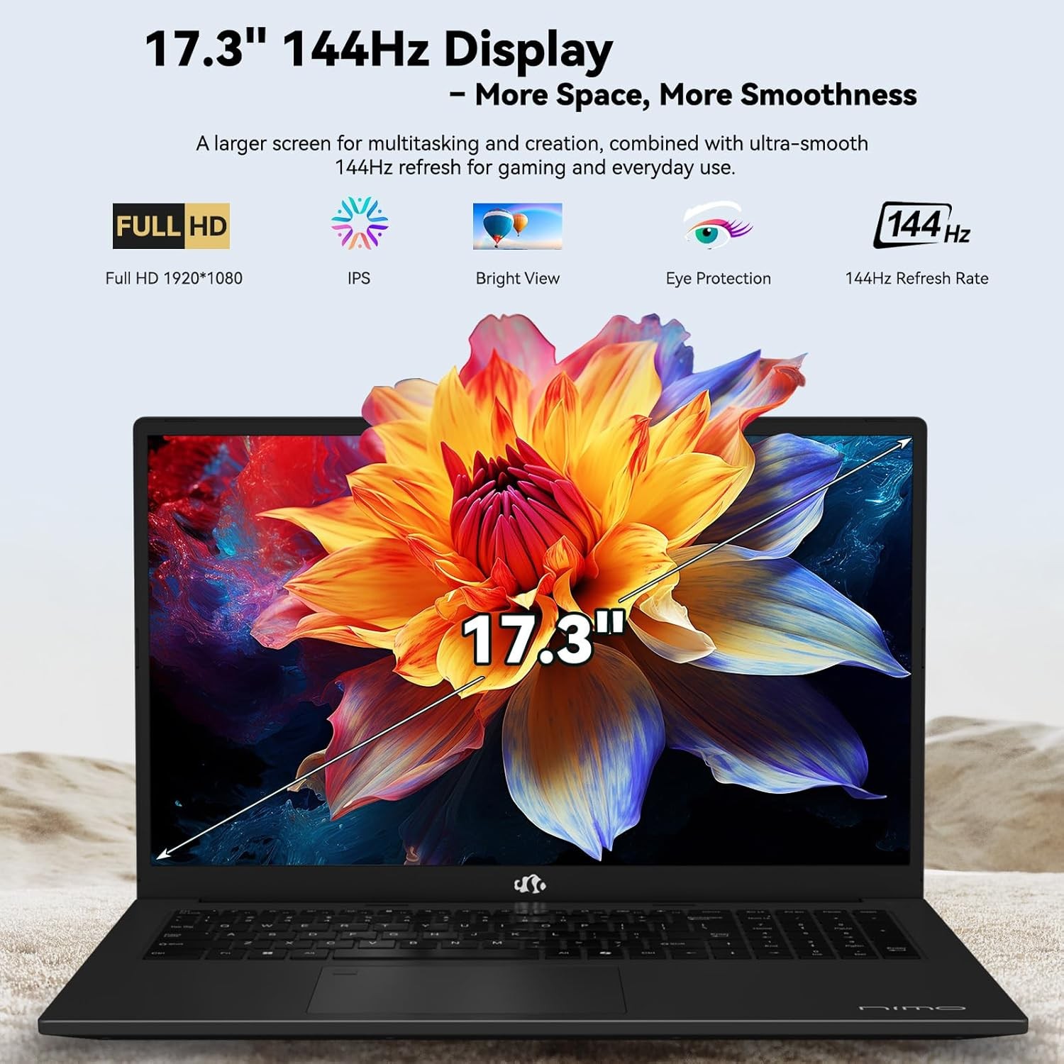 NIMO 17.3″ AI Laptop AMD Ryzen AI 9 HX 370 Radeon 890M 32GB RAM 1TB SSD 144Hz