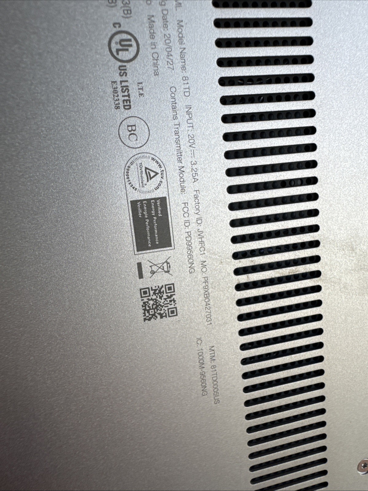Lenovo Yoga C740-15IML model 81TD
