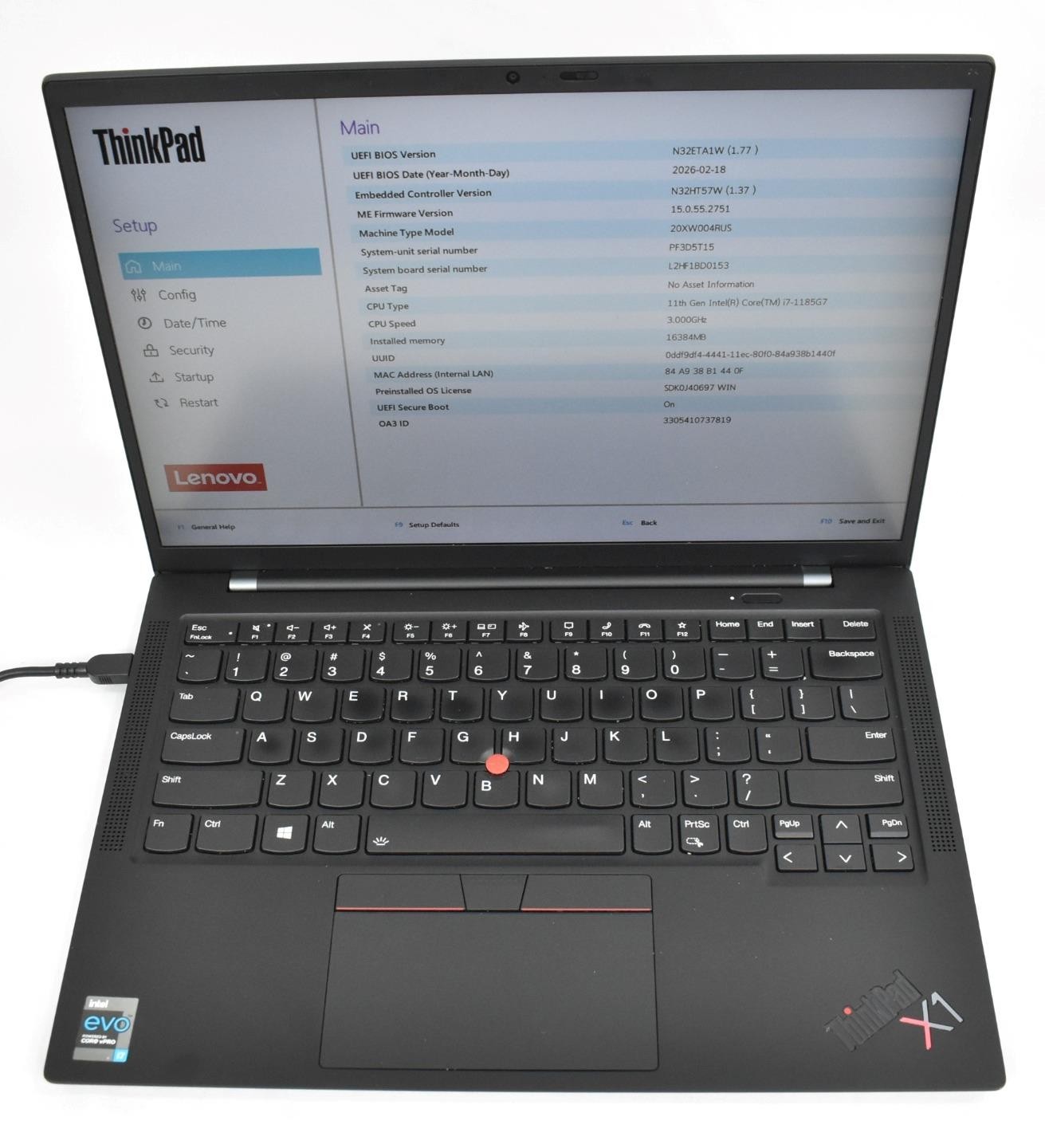 Lenovo ThinkPad X1 Carbon Gen 9 Touch i7-1185G7 3.0GHz 16GB 512GB SSD No OS *See