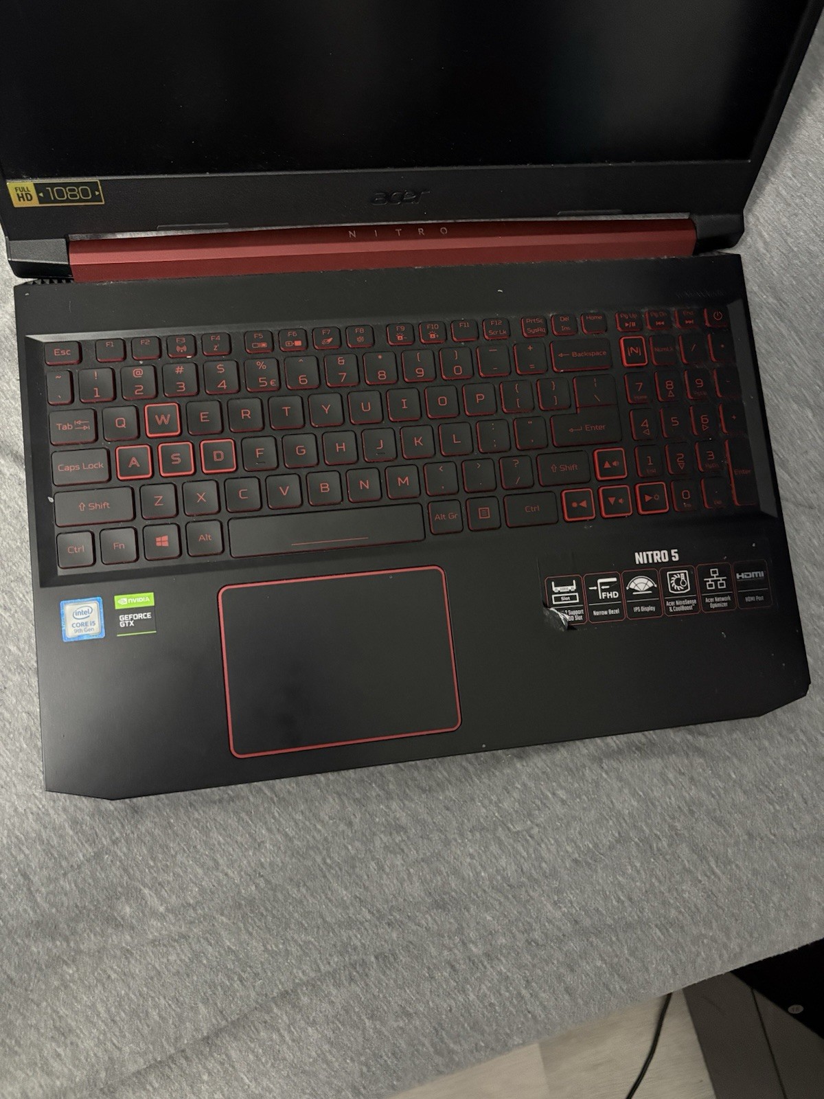 Acer Nitro 5 Gaming Laptop Intel Core i5 NVIDIA GTX Black/Red Backlit Keyboard