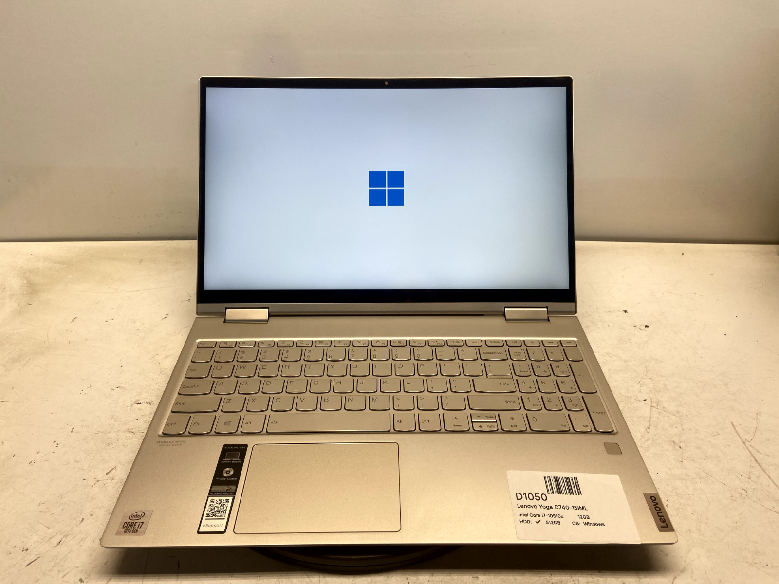 Lenovo Yoga C740-15iML Intel Core i7-10510u 1.8GHz 12GB 512GB SSD WINDOWS 11