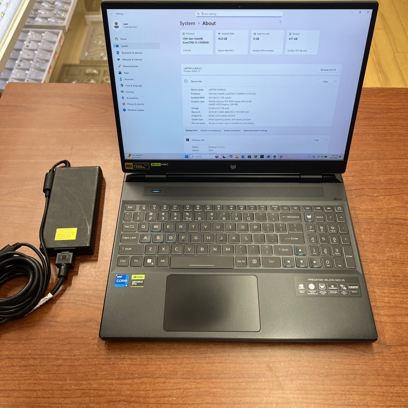 Acer Predator Helios Neo 16 16″ i5-13500HX 16GB RAM 512GB SSD GeForce RTX 4050
