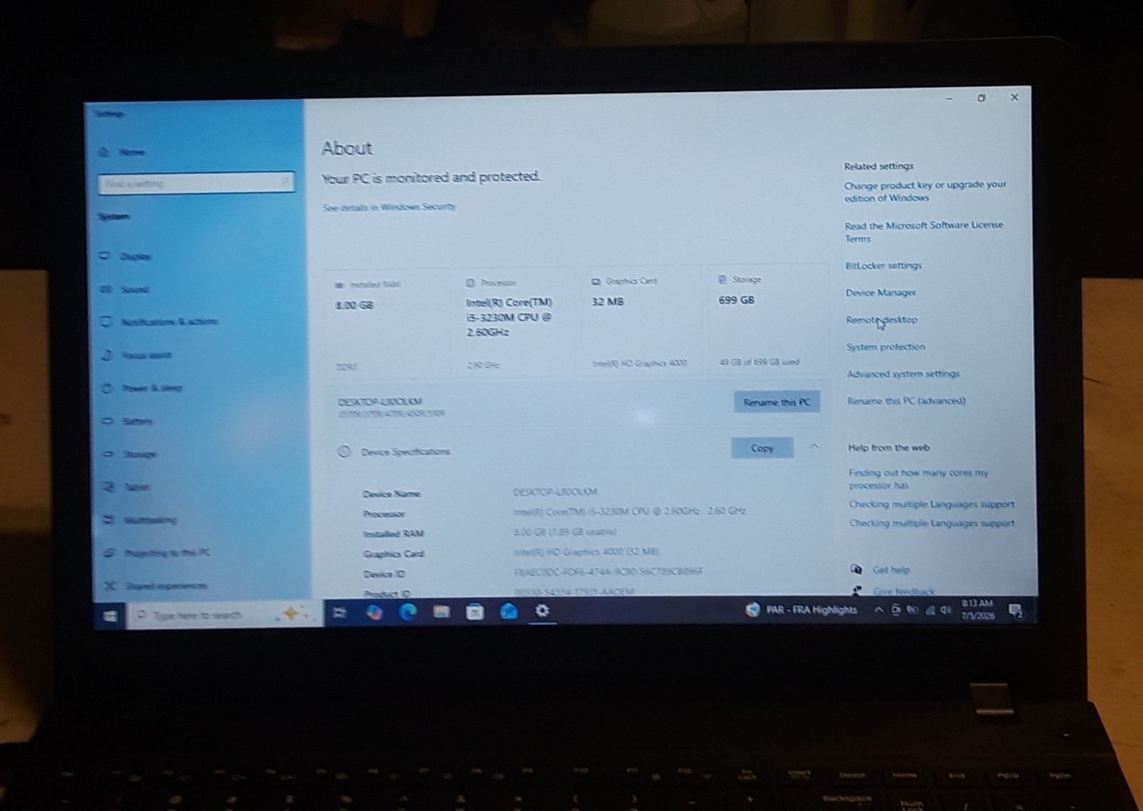 Samsung NP470 15.6″ 750GB HD Laptop Intel Core i5-3230M 8GB Win-10 Web Cam