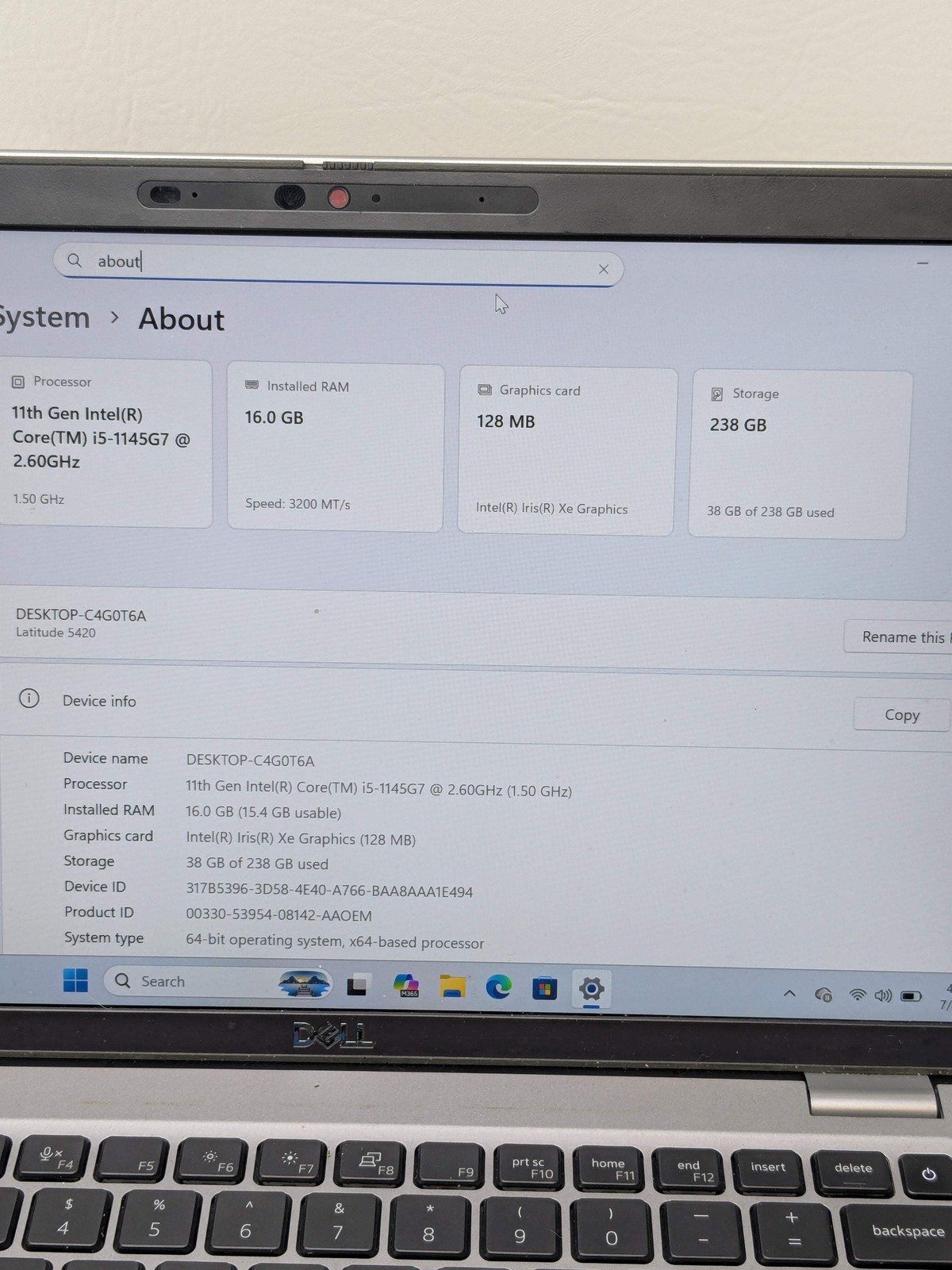 Dell Latitude 5420 14″ i5-1145G7 2.6GHz 16GB RAM 256GB SSD