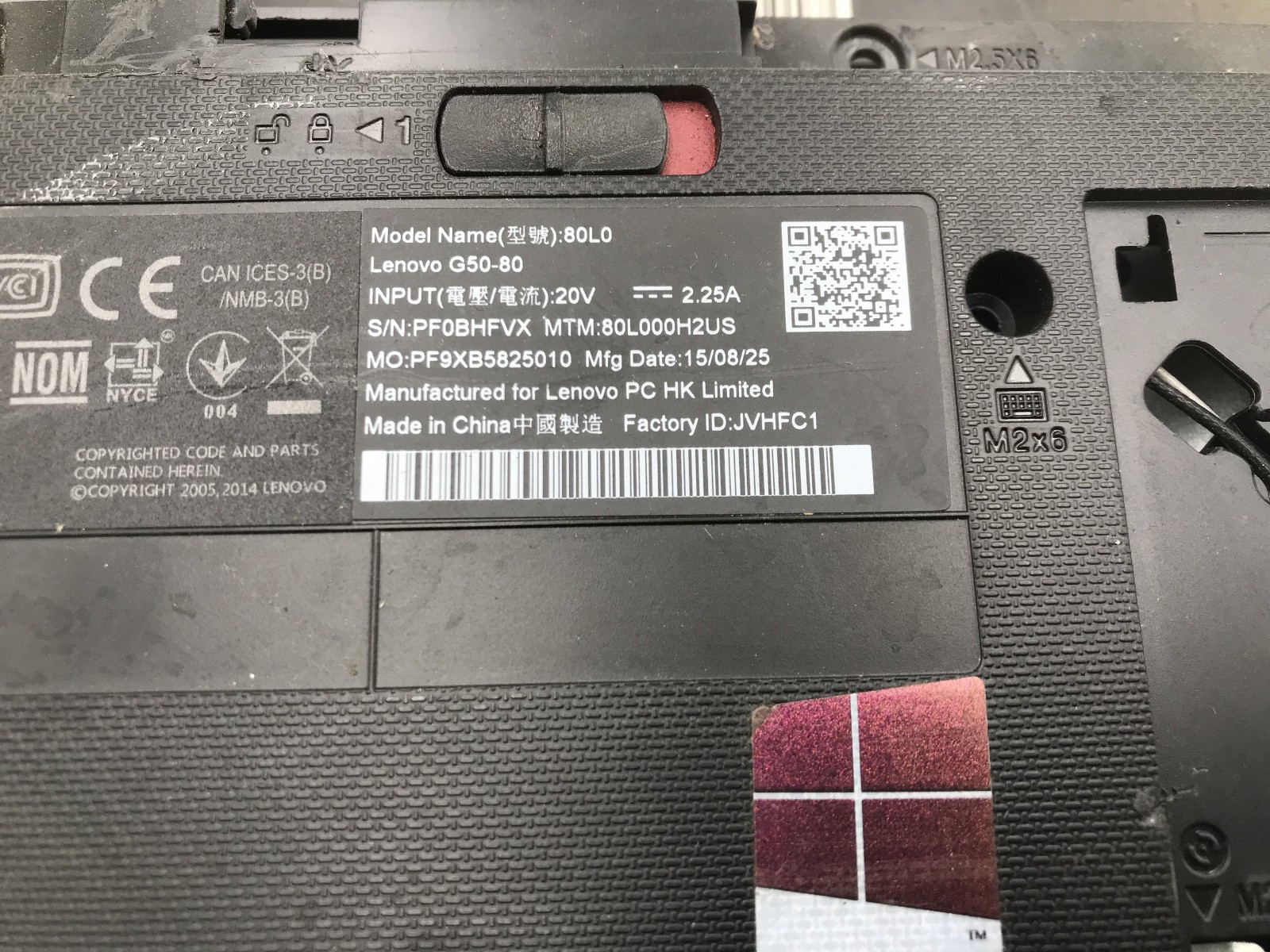 LENOVO G50 80 – FOR PARTS/REPAIR – INTEL I3 4TH GEN – NO RAM – BAD LCD -READ- BB