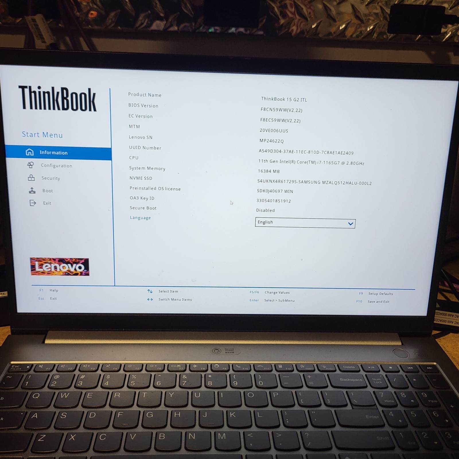 Ethernet Issue Lenovo ThinkBook 15 G2 ITL Intel i7-1165G7 2.8GHz 16GB 512GB SSD