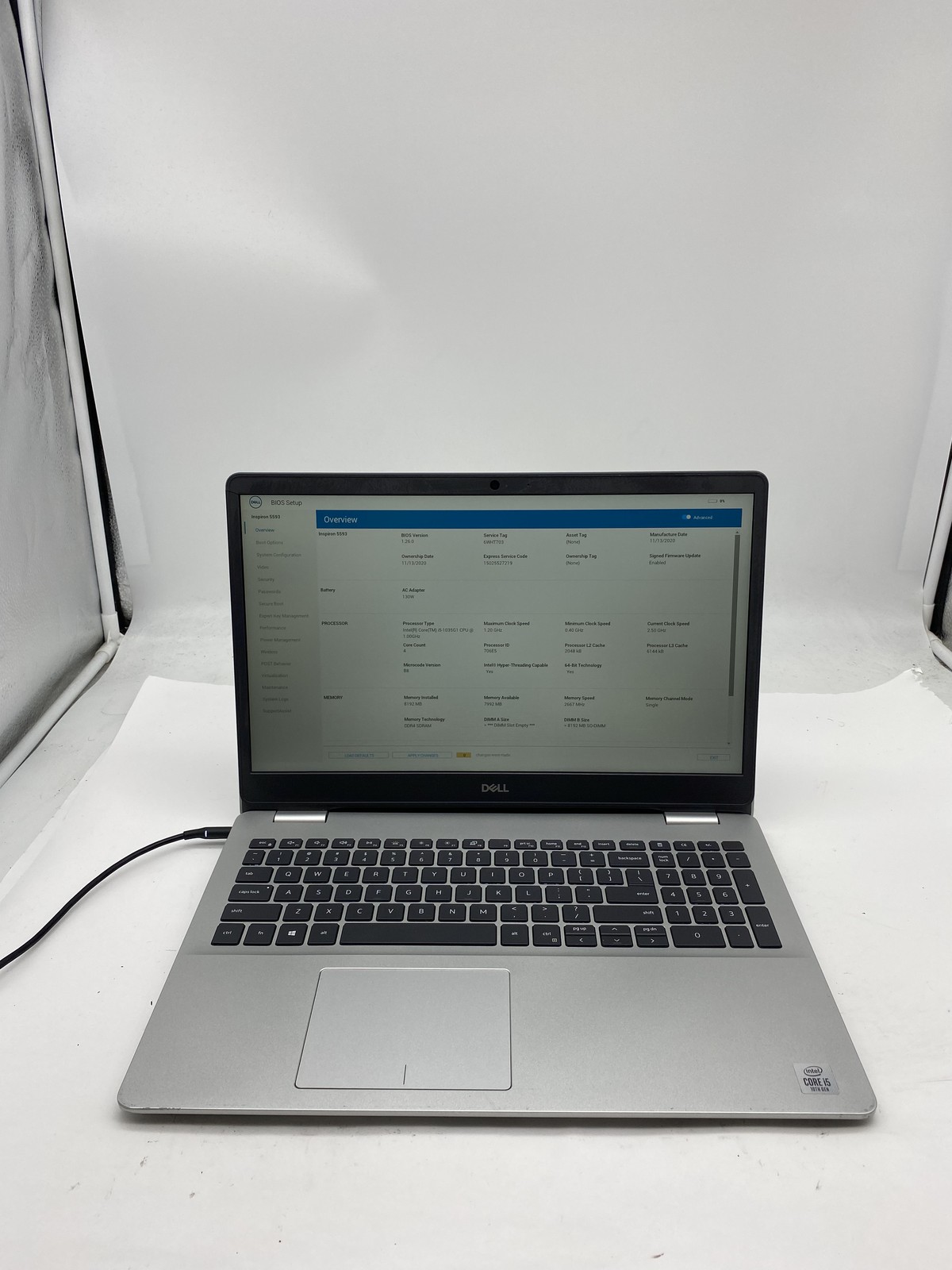 Dell Inspiron 5593 Laptop Intel Core i5 1035G1 1GHz 8GB RAM – No HDD