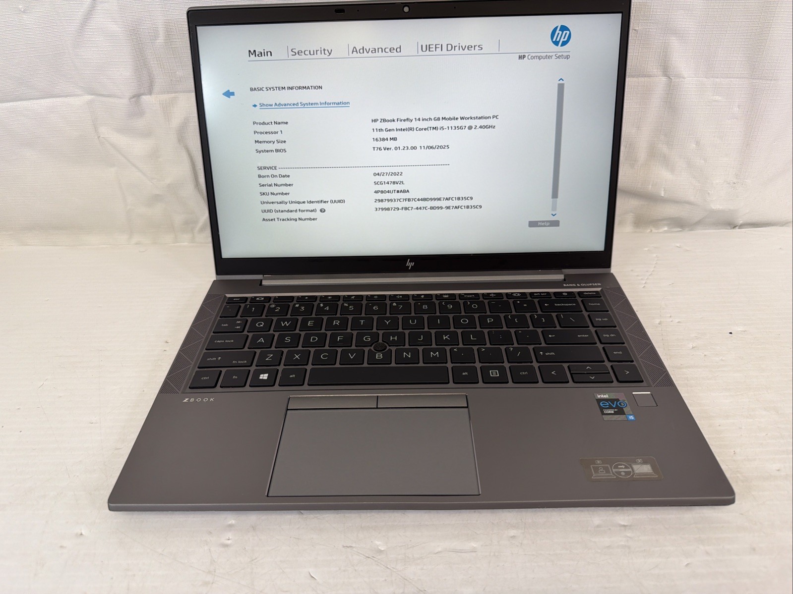 HP ZBook Firefly 14-inch G8 Core i5-1135G7@2.40GHz 16GB RAM NO SSD/OS Unit #5