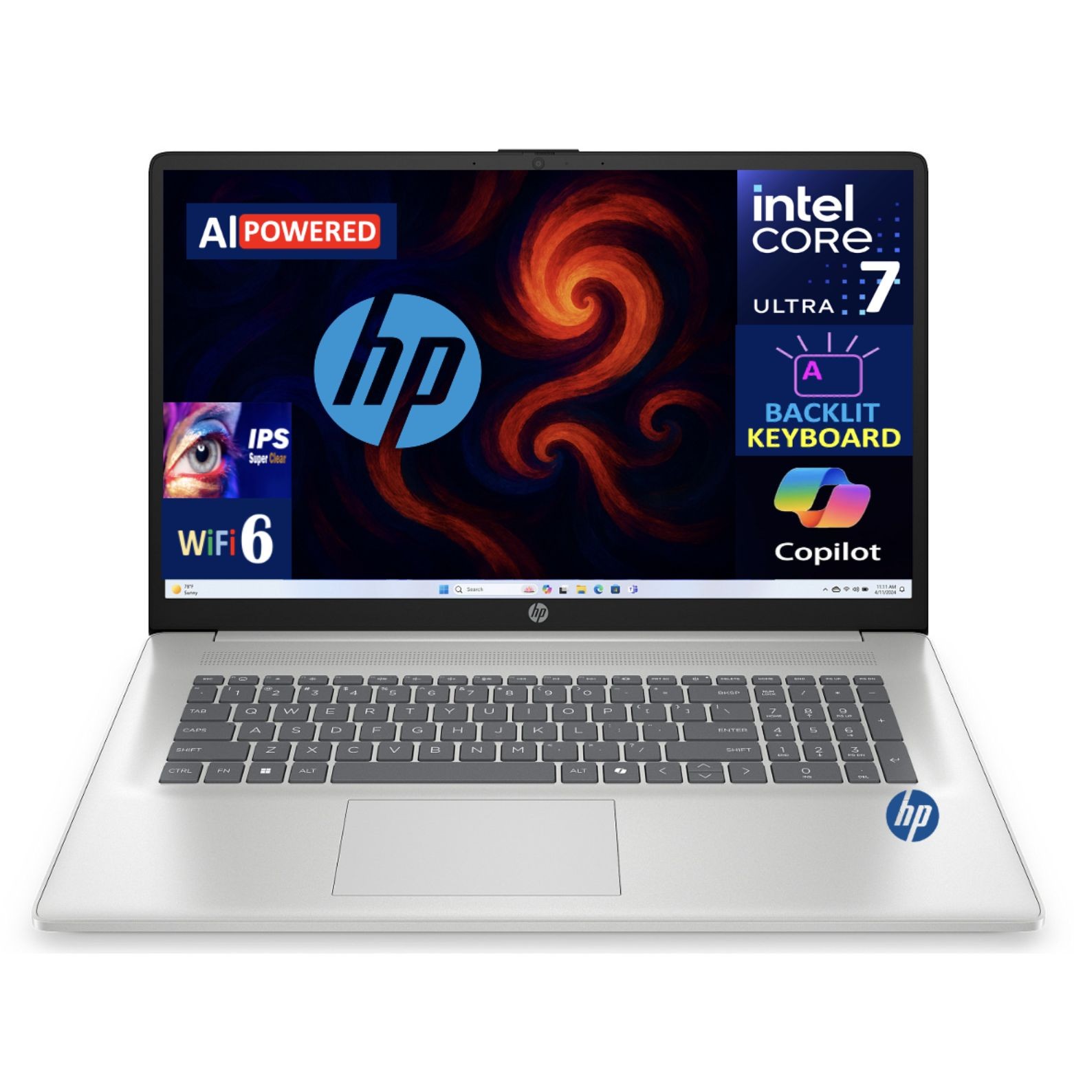 HP AI Powered 17.3″ FHD IPS Intel Ultra 7 255U 16GB DDR5 256GB SSD Win 11 Pro