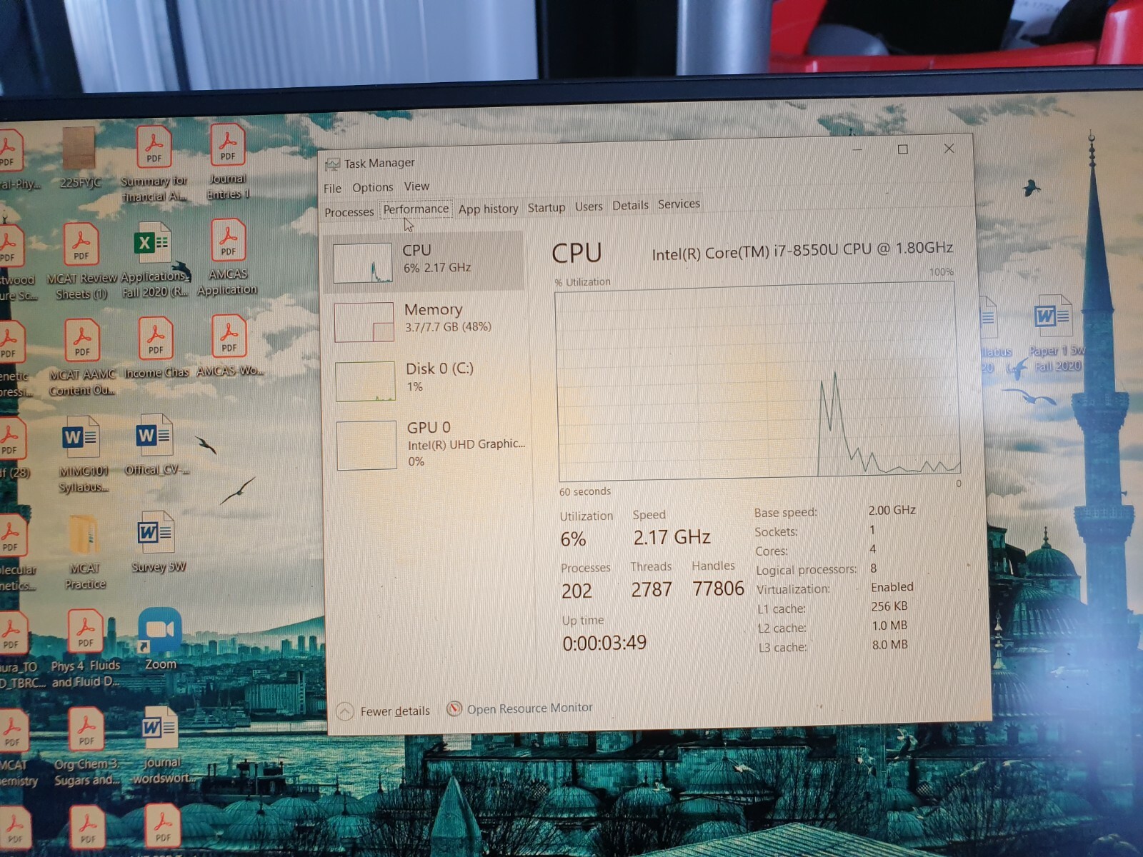 Dell XPS 13 9360 Quad Core i7-8550U 1.80 GHz 8GB RAM 256GB SSD UHD 620 Win10