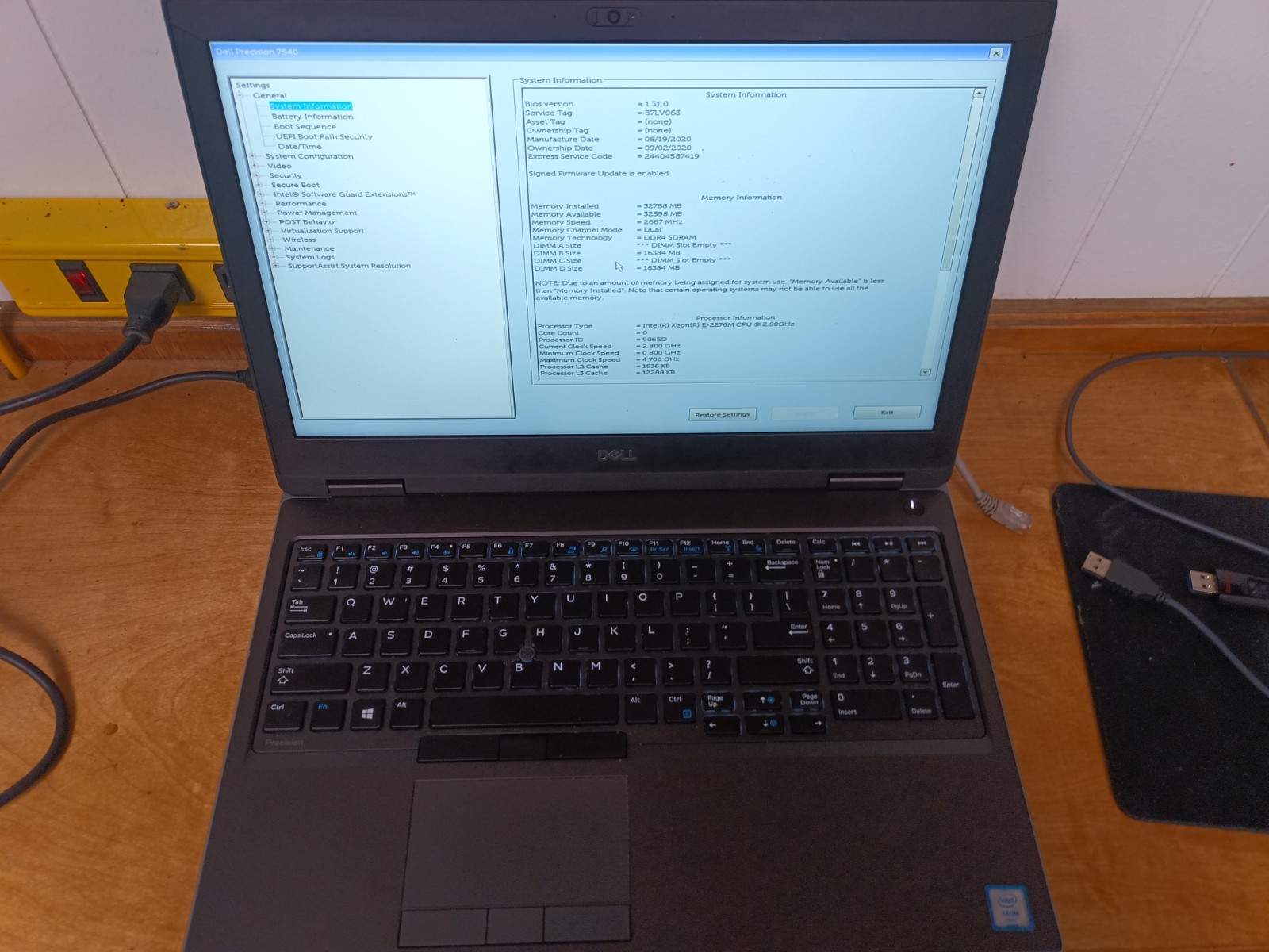 Dell Precision 7540 Xeon E-2276M 32GB RAM Mobile Workstation No SSD Tested